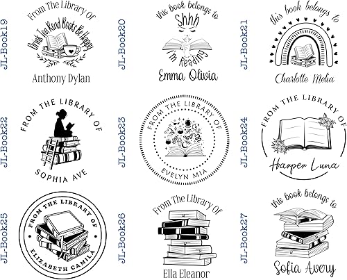 Miniatura 5 de Pickled Stamps Sello de libro personalizado en relieve – de The Library of | Libros personalizados de 1 5/8 pulgadas x negro, rojo, azul, verde,