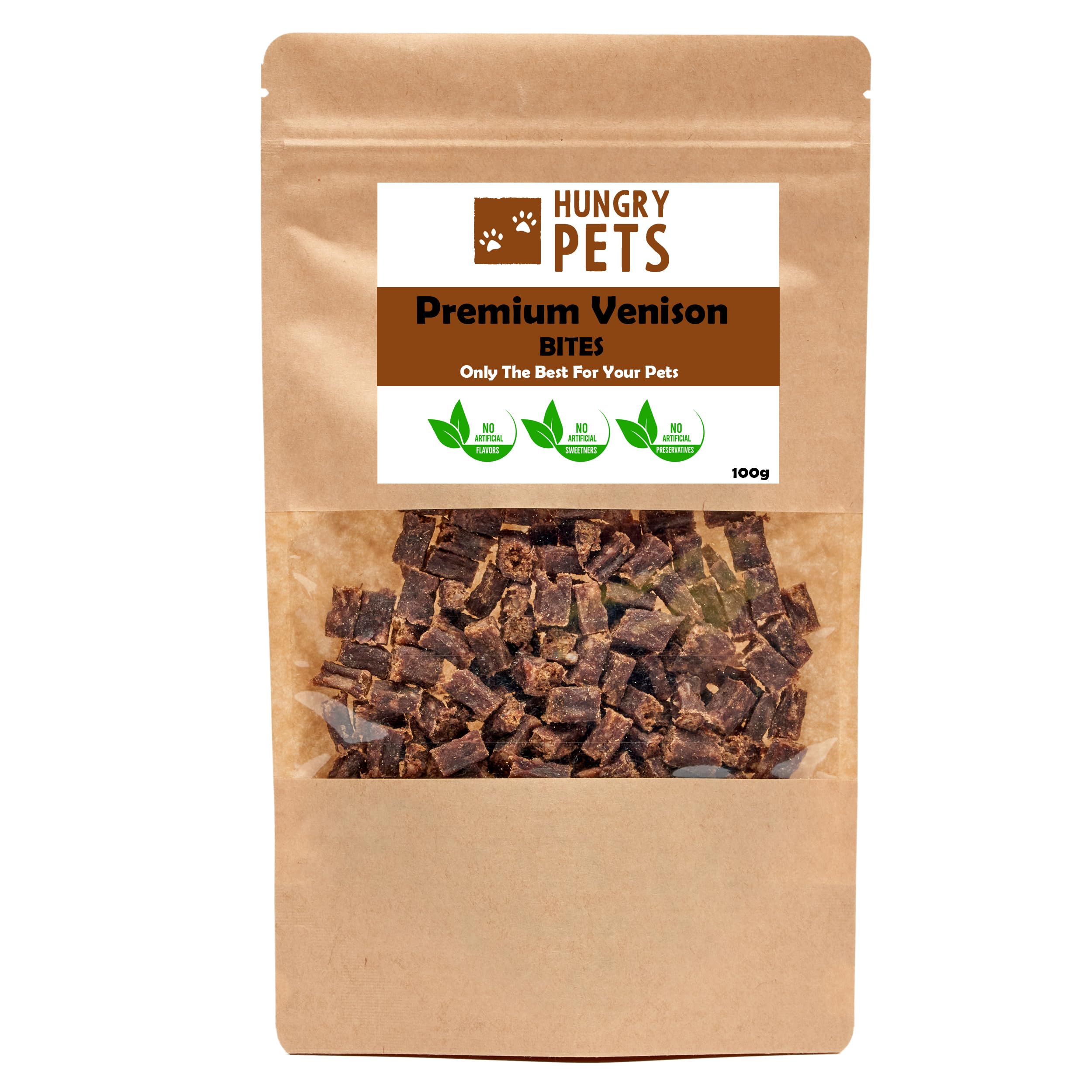 Natural Dog Treat 100% Venison Bites, 100g