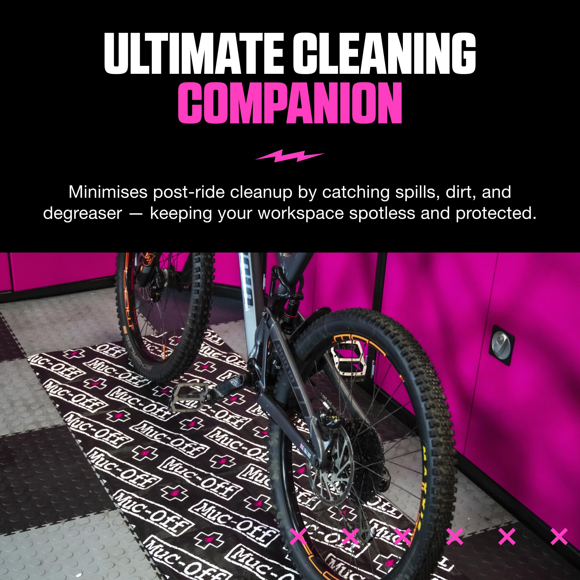 Muc-Off Bike Mat – Składana Plastikowa Mata Warsztatowa, Ochraniacz Podłogi do Czyszczenia Roweru – Mata pod Rower Stacjonarny i do Trenażera Turbo