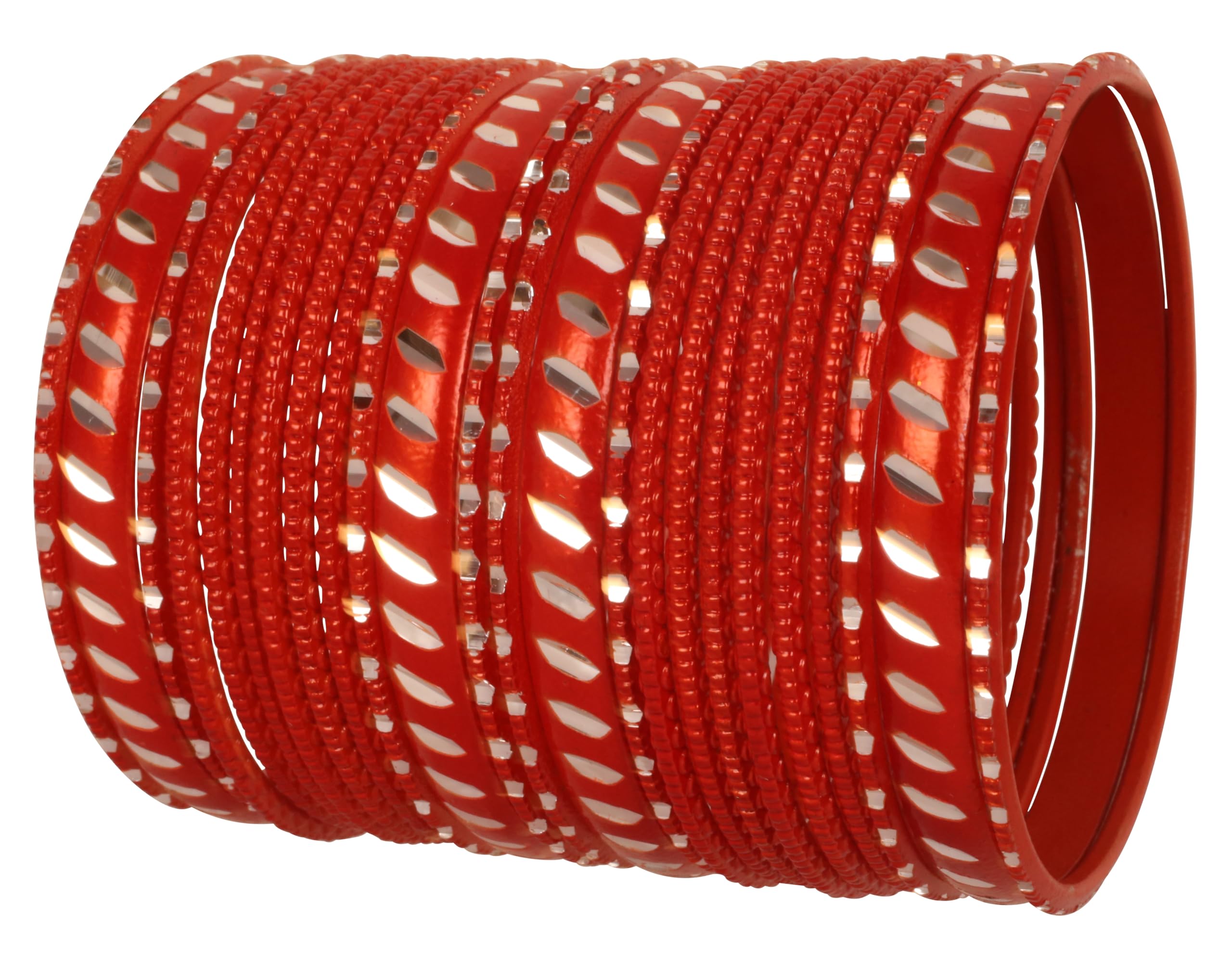 Touchstone Indian Bollywood Fashion Handcrafted Cut Metal Grain Work Textured Wrist Beautifier Magical Designer Jewelry Bangle Bracelets. Set of 24.