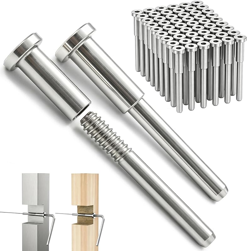 Helffer 10 Pack Invisible Cable Railing Kit 1/8", Deck Stair Hardware | T316 Stainless Steel Hidden Receiver and Swage Tensioner Stud End, for Wood & Metal Post, with Hex Key (Silver)