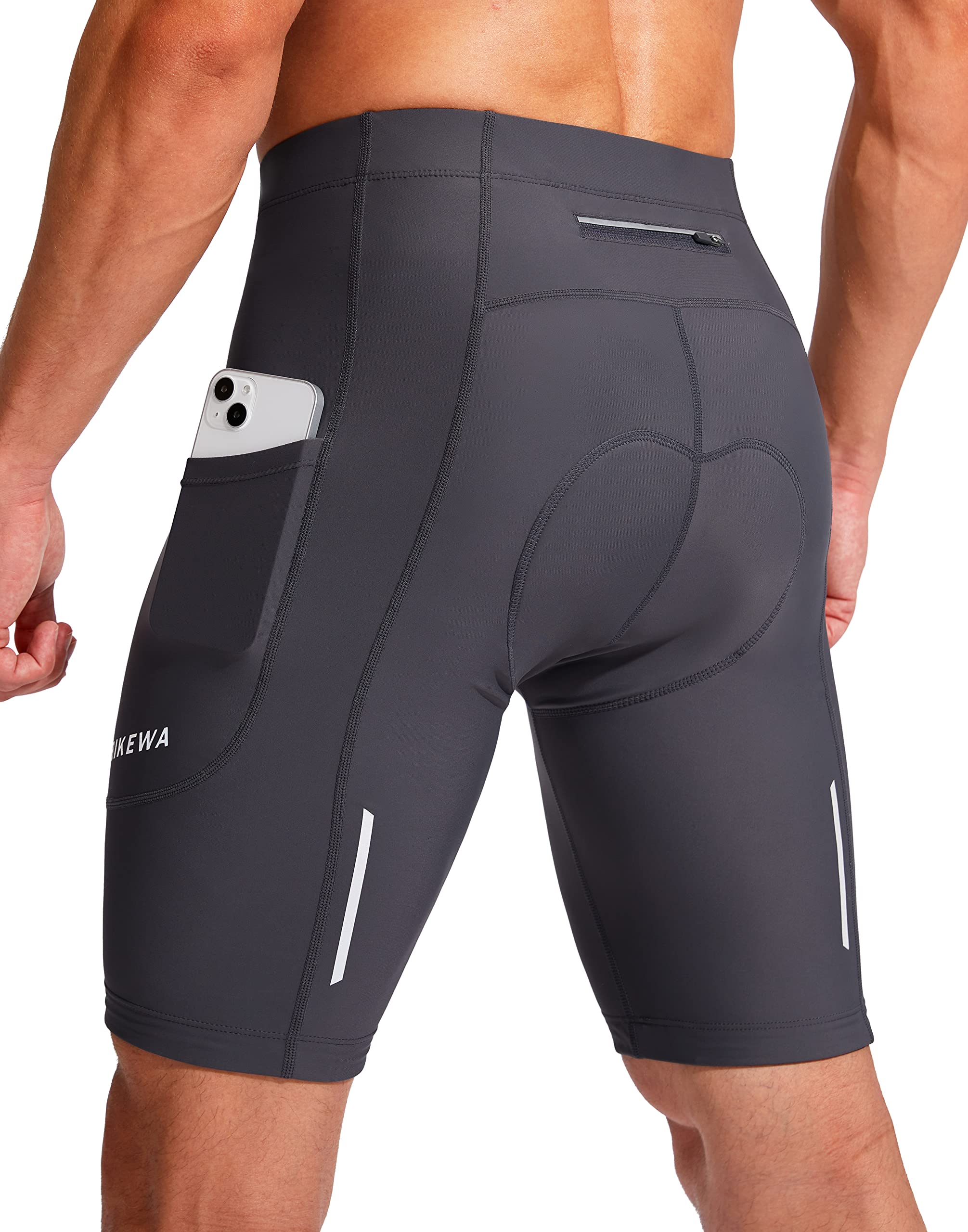 Men's Bike Shorts 3D Padded Cycling Road Biking Mountain Riding Biker Bicycle UPF 50+ Cycle Shorts Zipper Pockets