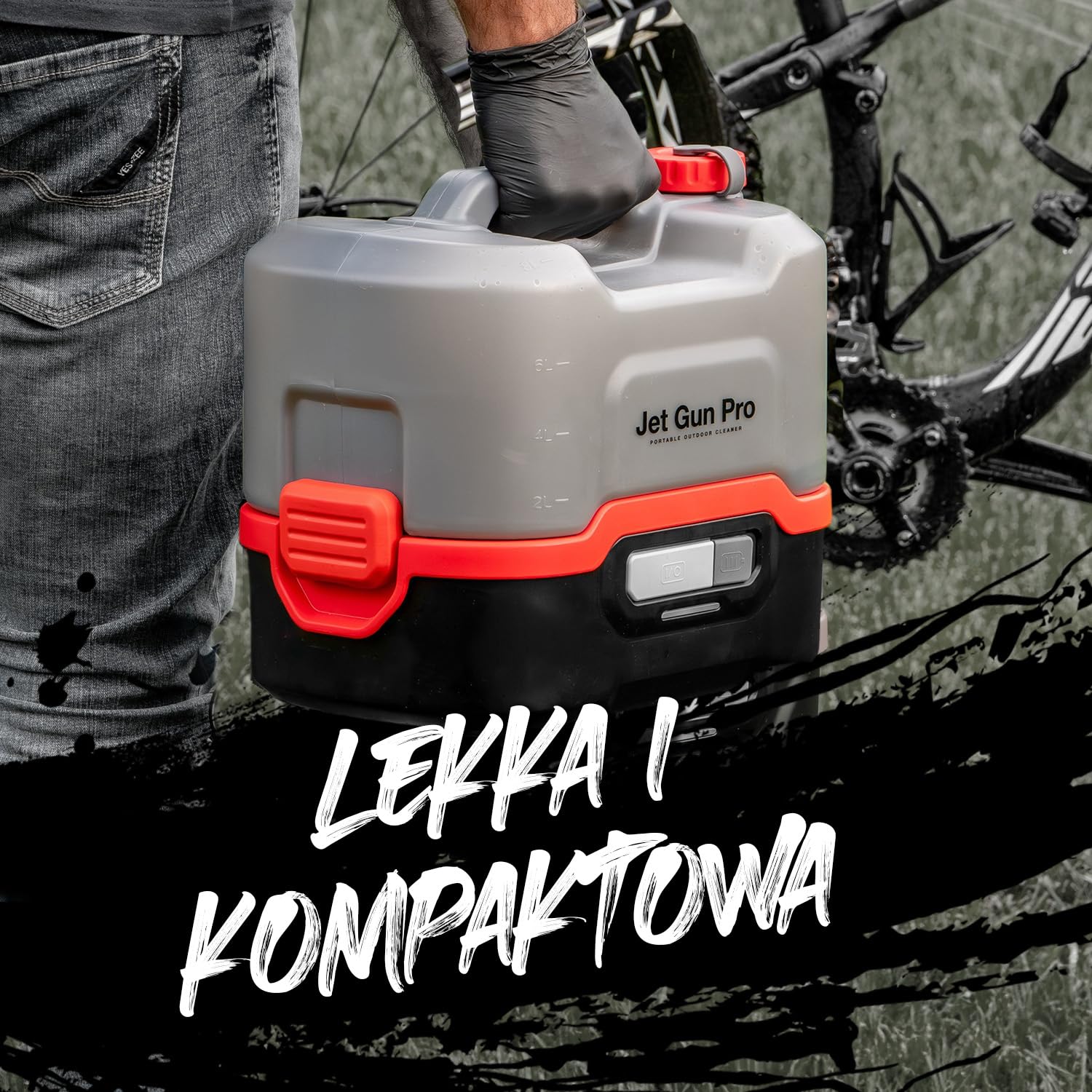 ERRECOM 1000 Miglia Zestaw do Czyszczenia Rowerów: JET GUN PRO+ Przenośna Myjka Ciśnieniowa ze Zbiornikiem na Wodę 8 L, BKR 1101 Środek Czyszczący do Rowerów 1L, Bike Cover Pokrowiec na Rower
