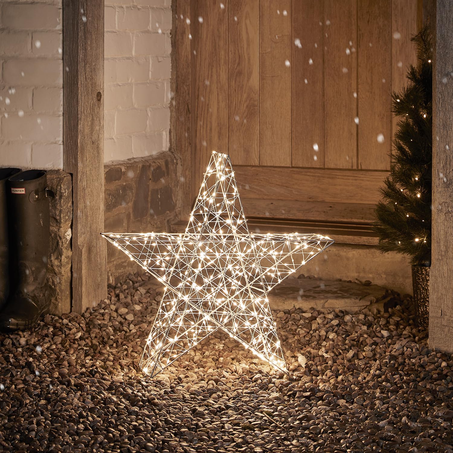 Lights4fun 60cm 3-in-1 LED Stern Figur Timer Weihnachtsbeleuchtung Außen und Innen