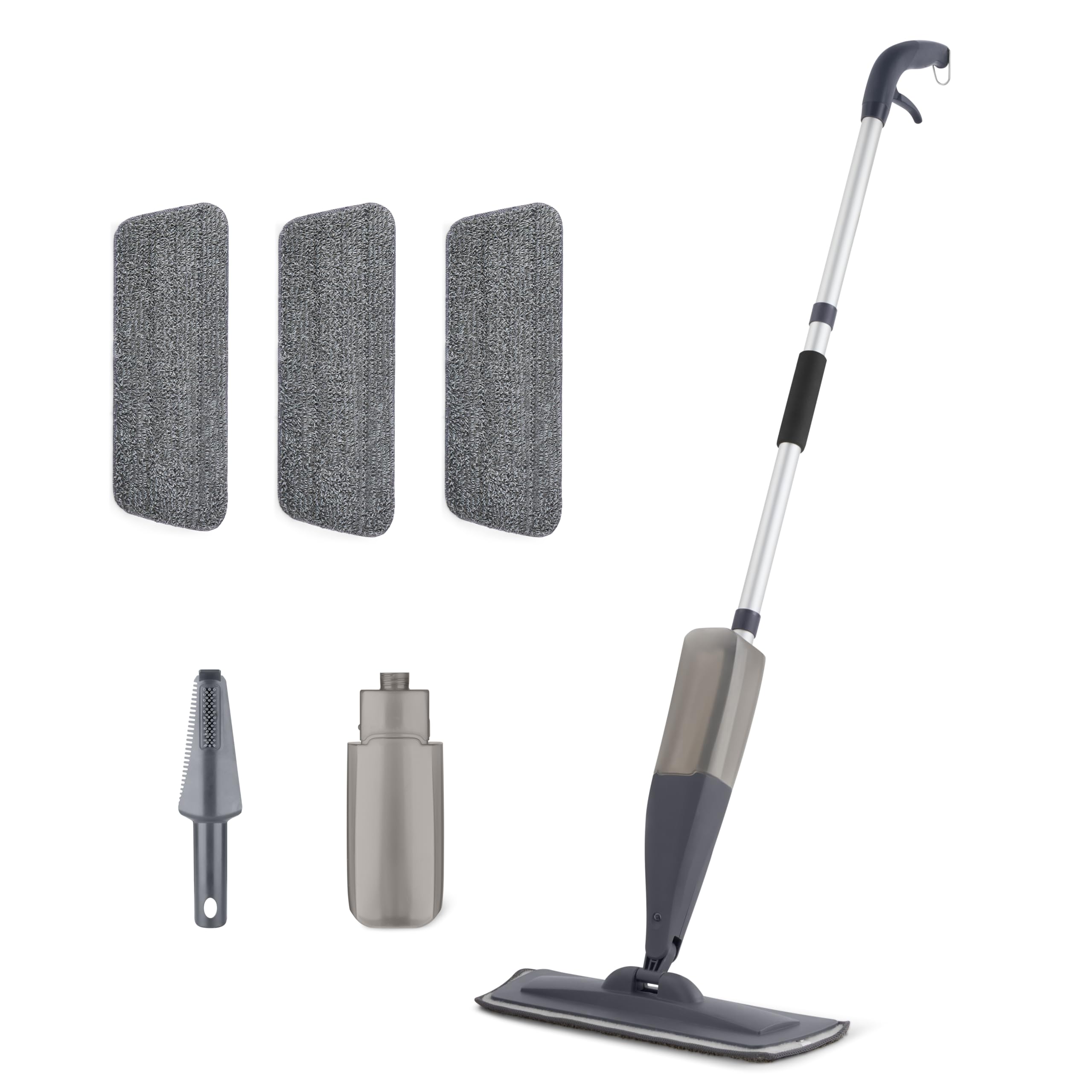 Amazon Basics Spray Mop with 3 Washable Microfiber Pads and Scraper, 500ml Tank, 48.6-Inch, for Dry and Wet Floor, Hardwood, Tile, Laminate