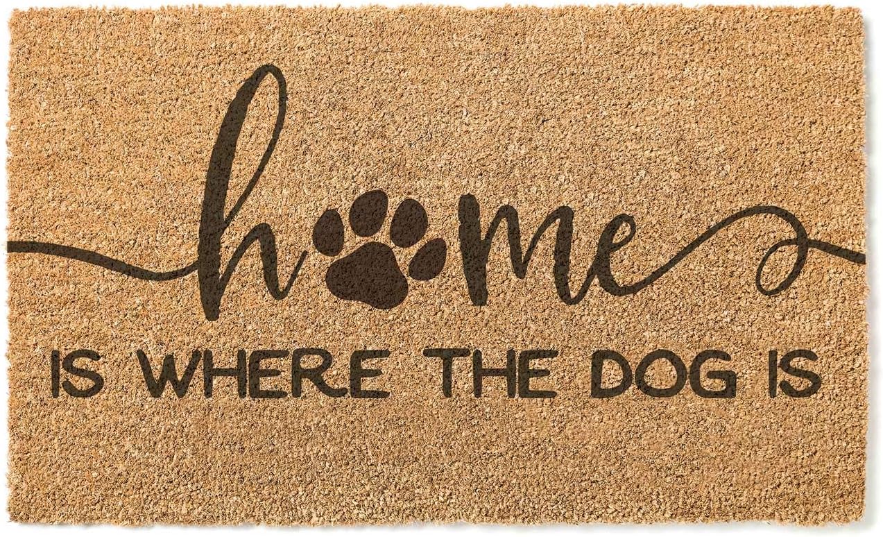 Kindred Hearts 18x30 Coir Doormat Home is Where The Dog is, Multi Color