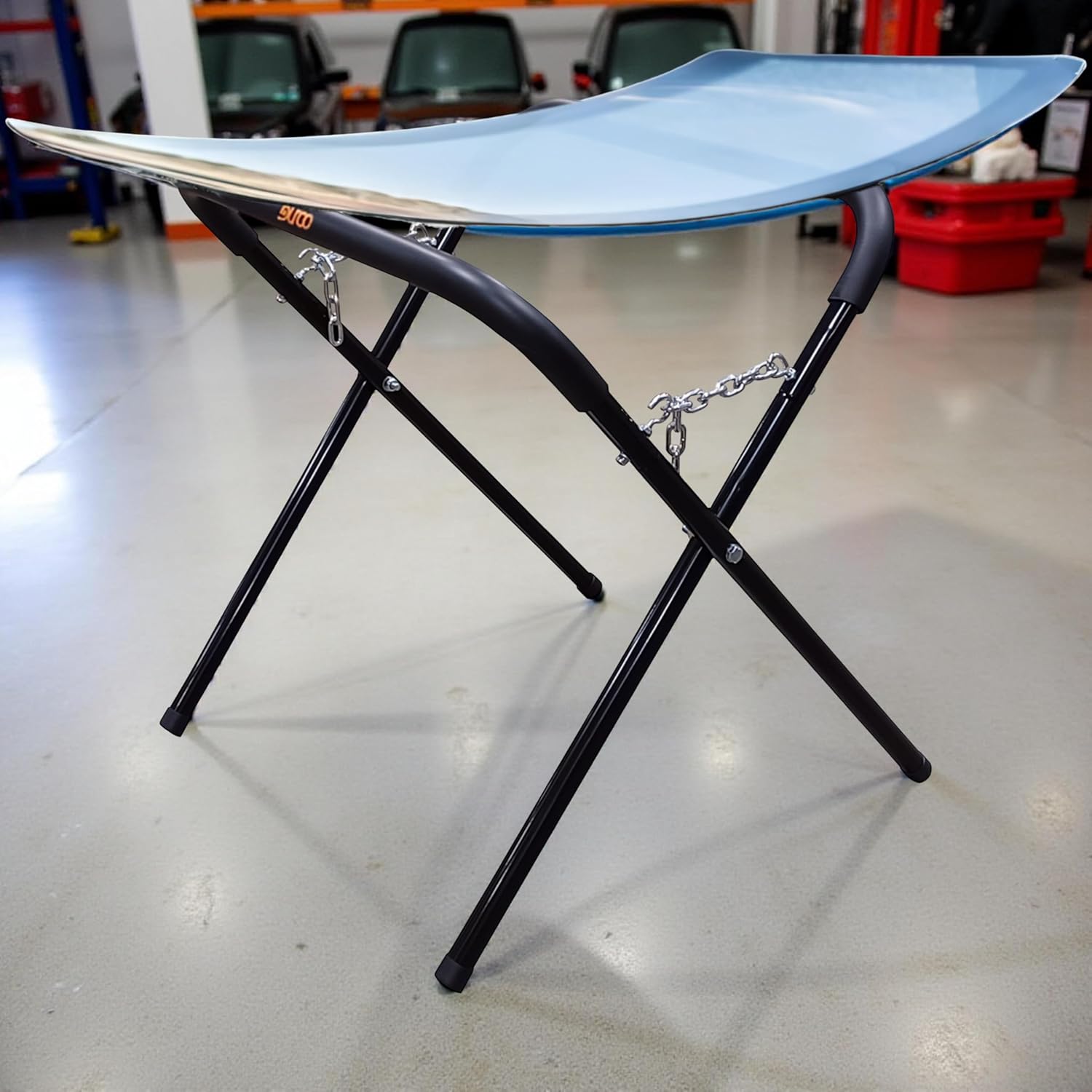 Burco Windshield Stand - Heavy-Duty 28" Wide, Adjustable Height Stand, Supports 250 lbs, Ideal for Auto Glass Installation & Repair, Black Powder-Coated Finish (WS-200 Glass Stand)