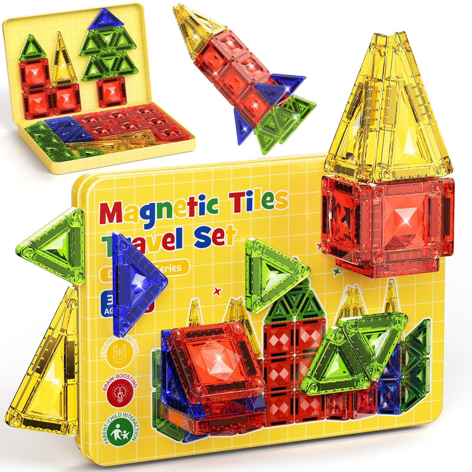 Amazon.com: MEIQ 40PCS Magnetic Tiles Travel Storage Diamond