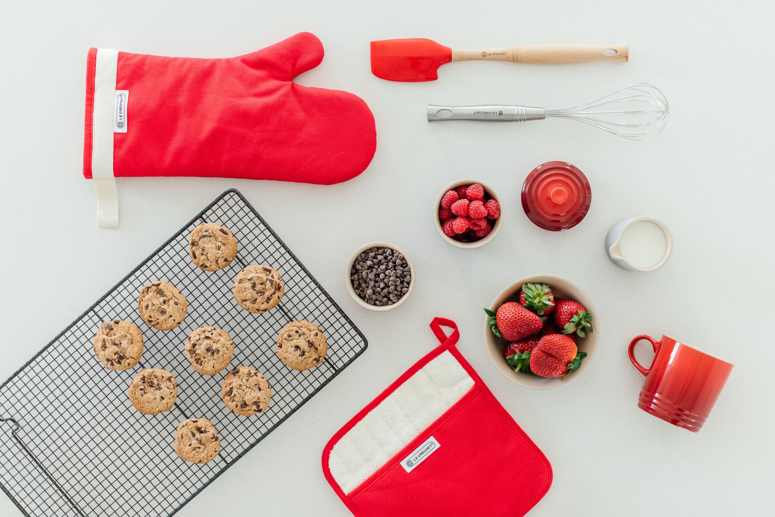 Le Creuset Gant de Four à Manche Extra Longue, Taille Unique, en Coton, Cerise, 95002300060000