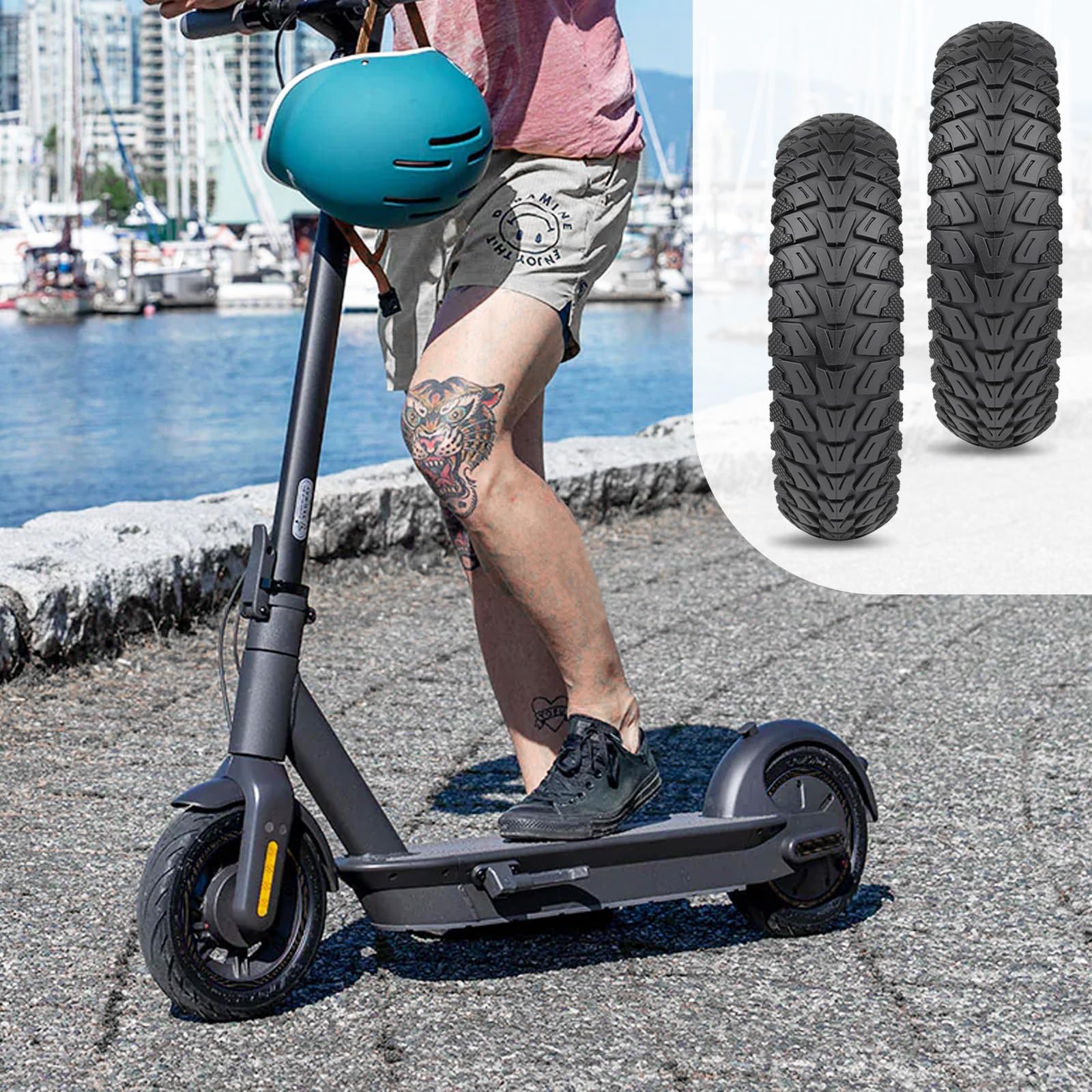 2 Stück Vollgummireifen für Ninebot G30/G30d/G30e/G30lp/G30 Max 10x2.5 Zoll Ersatzreifen 60/70-6.5 E Scooter Solid Reifen E Scooter Reifen 10 Zoll