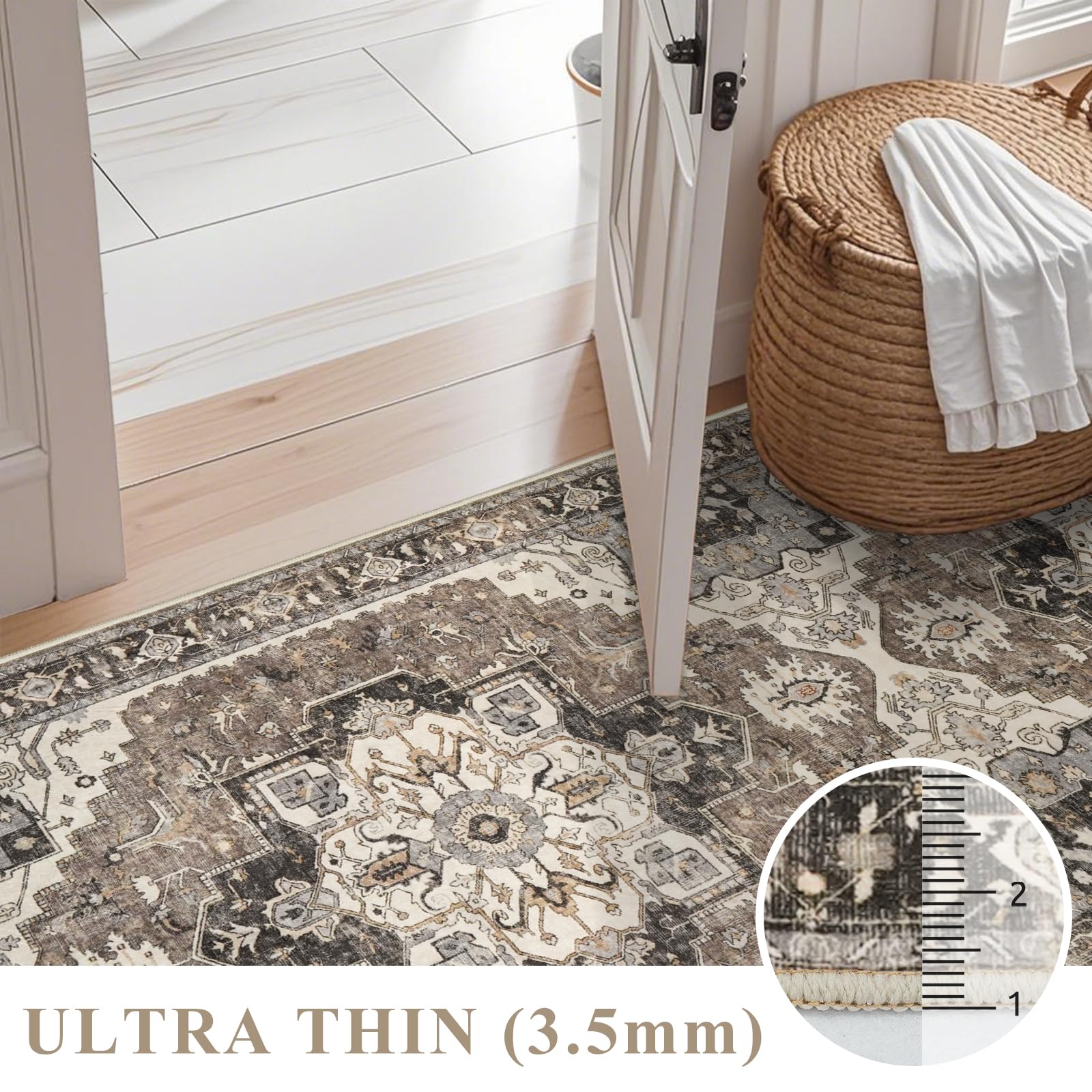 Amazon.com: RUUGME Entryway 2x4 Runner Rug: Washable Vintage Rugs