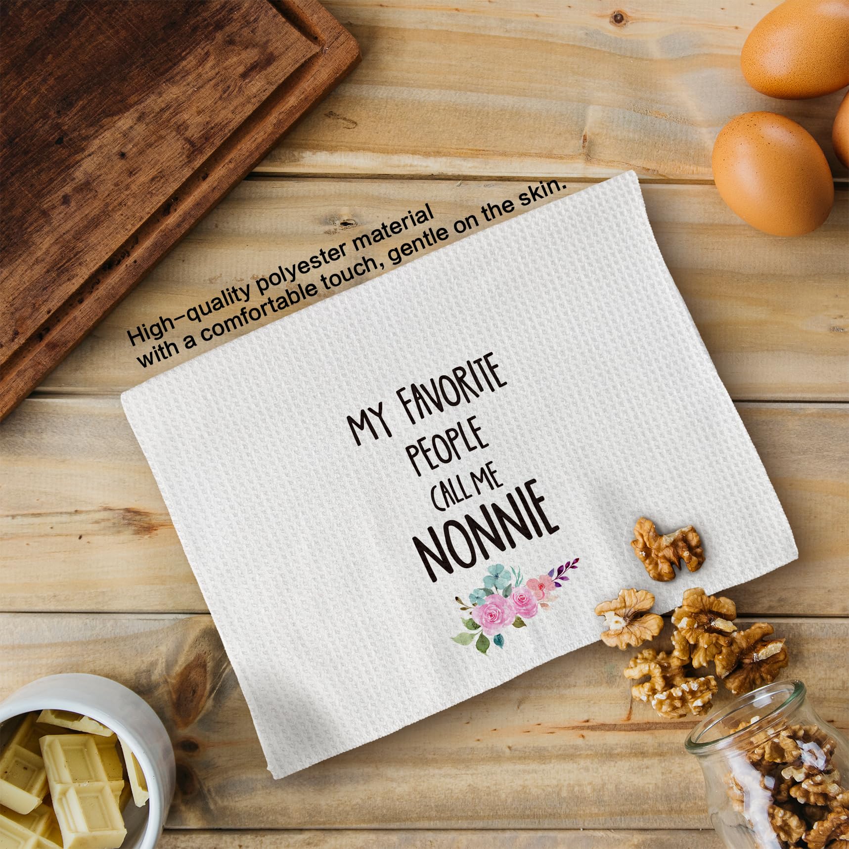 Nonnie Gifts Kitchen Towels, Grandma Gifts Hand Towels, NonnieGrandma Christmas Mother's Day Gift Dish Towel Tea Towel for Kitchen, Nonnie Grandmas Gift from Grandkids, 16x24inch