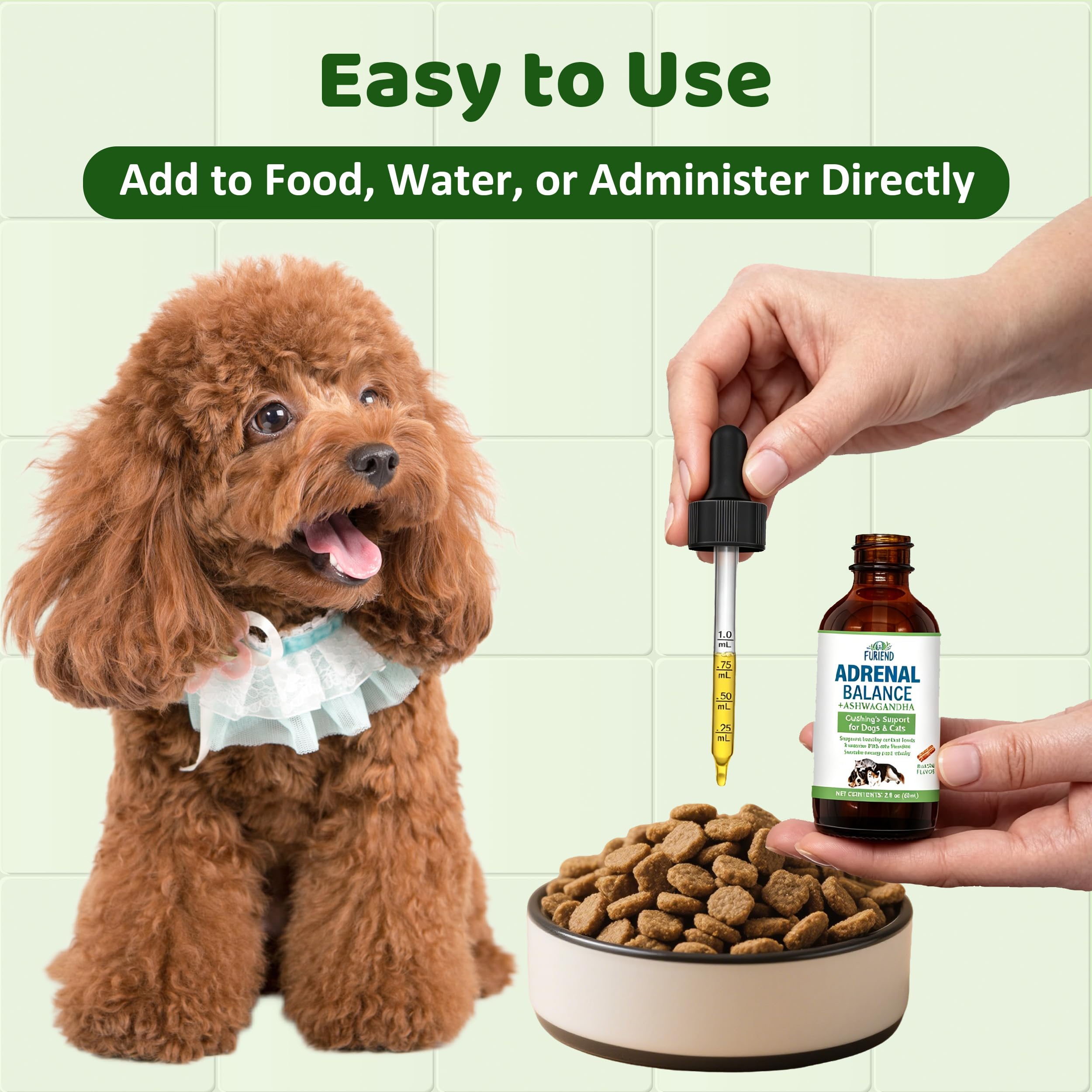 Аdrеnаl Balance for Dogs and Cats | Cushings Treatment for Dogs and Cats | Supports Adrenal Function & Normal Cortisol Levels with Ashwagandha & 8 Herb Blend & Melatonin | Bacon Flavor - 2 fl oz — Amazon image 7
