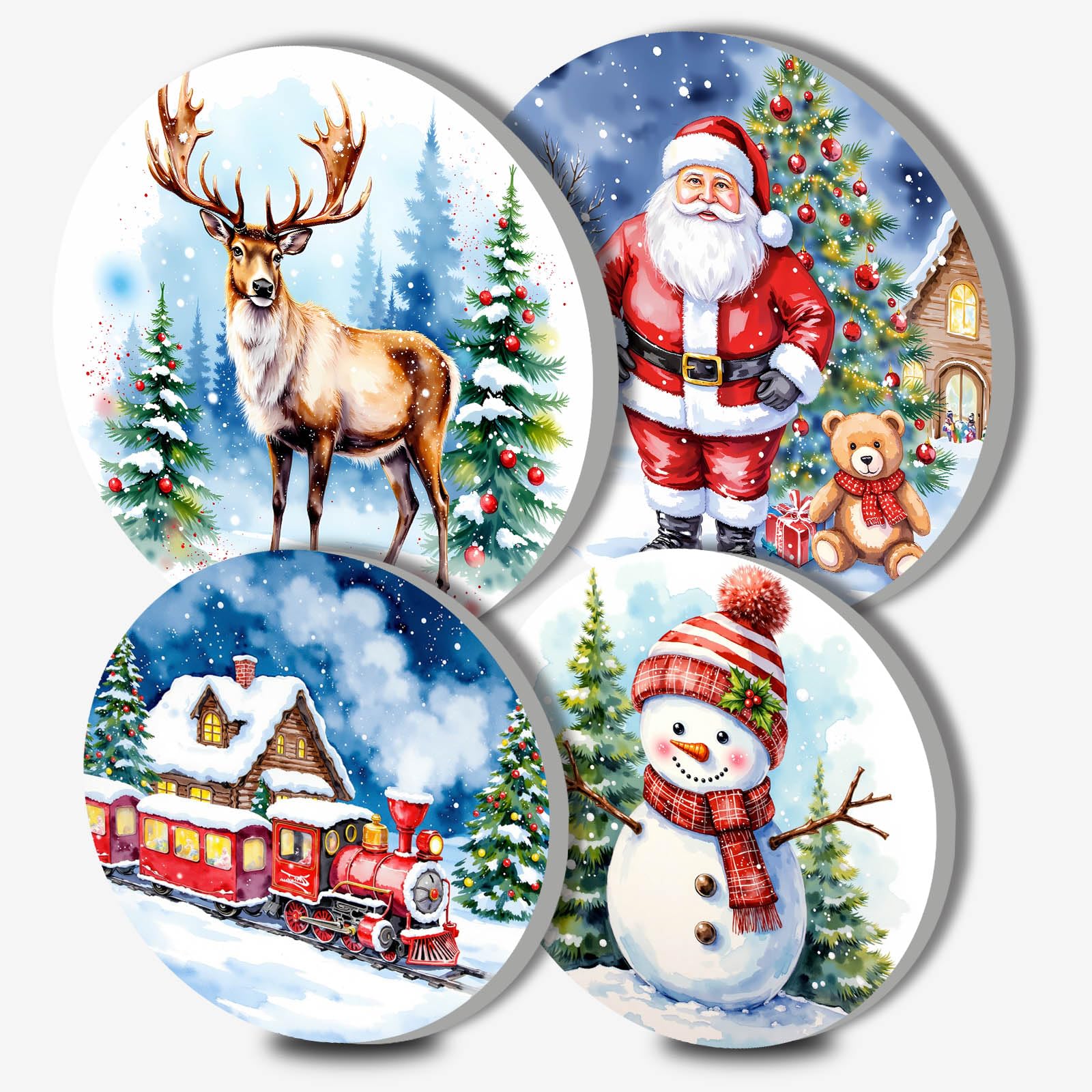 Deer Stove Burner Covers,Snowman Gas Stove Burner Covers Set of 4,8 in &amp; 10 Inch Stove Top Covers for Electric Stove Metal Stove Cover Gas Stove Top Covers,Kitchen Decor,Cooktop Decorative