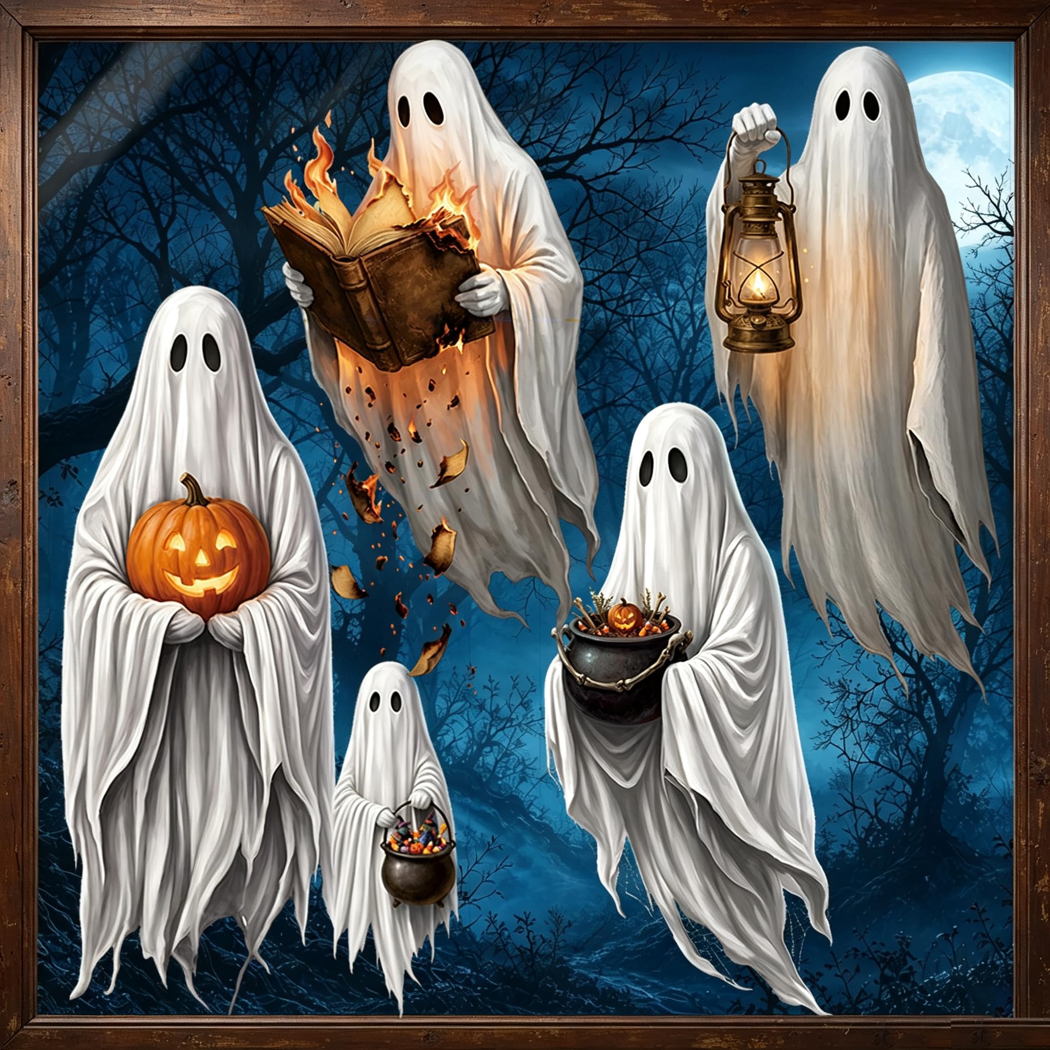Tomario Large Halloween Window Stickers 40 x 70cm Ghost Big Window Clings Decorations Double Sided Reusable Window Decal for Halloween Window Glass Indoor Bar Shop Street Home Party — image 1