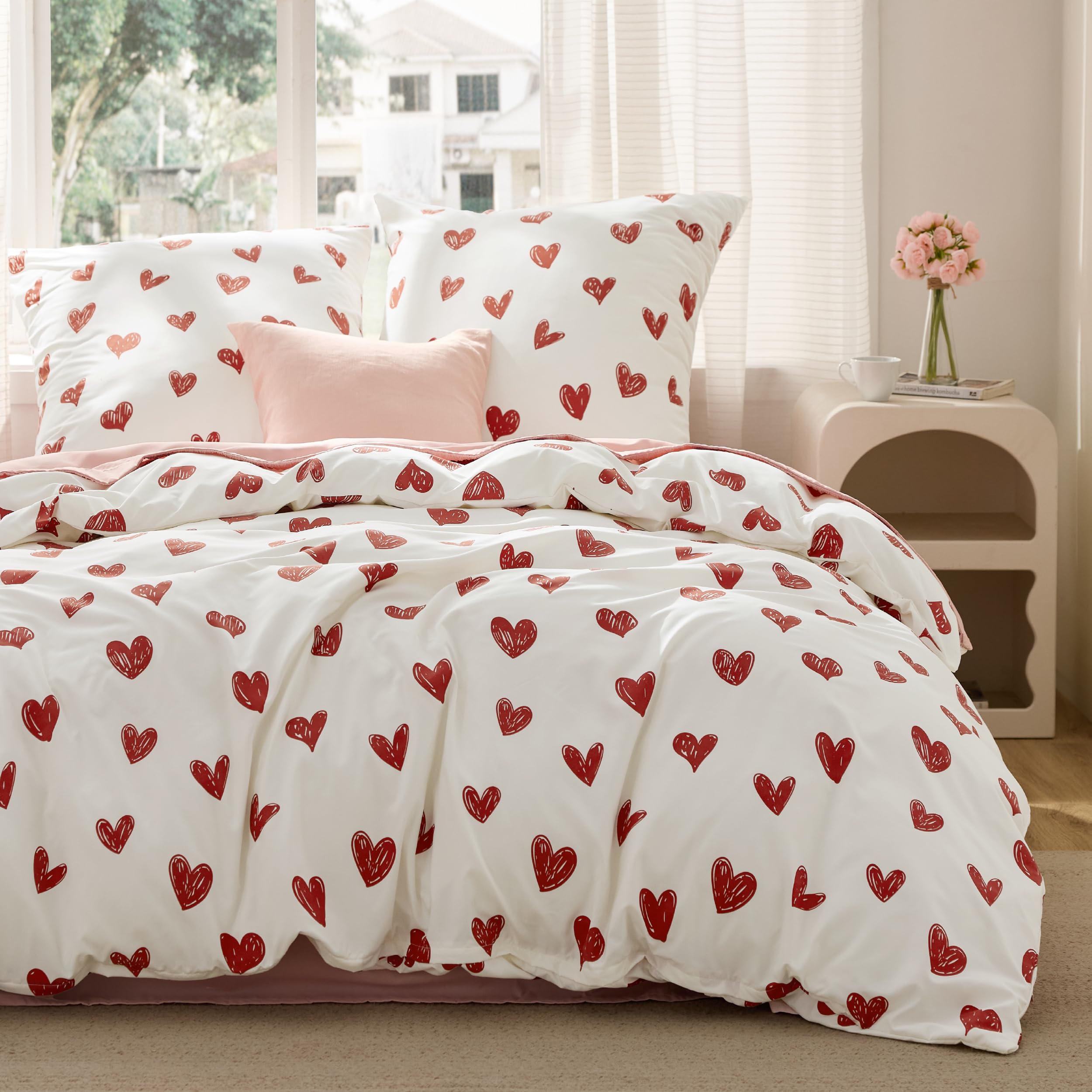 BEDSURE Bettwäsche Bettbezug - Muster Bettwäsche-Sets mit Kissenbezüge, ÖKO-TEX Bedding für Doppelbett mit Reißverschluss