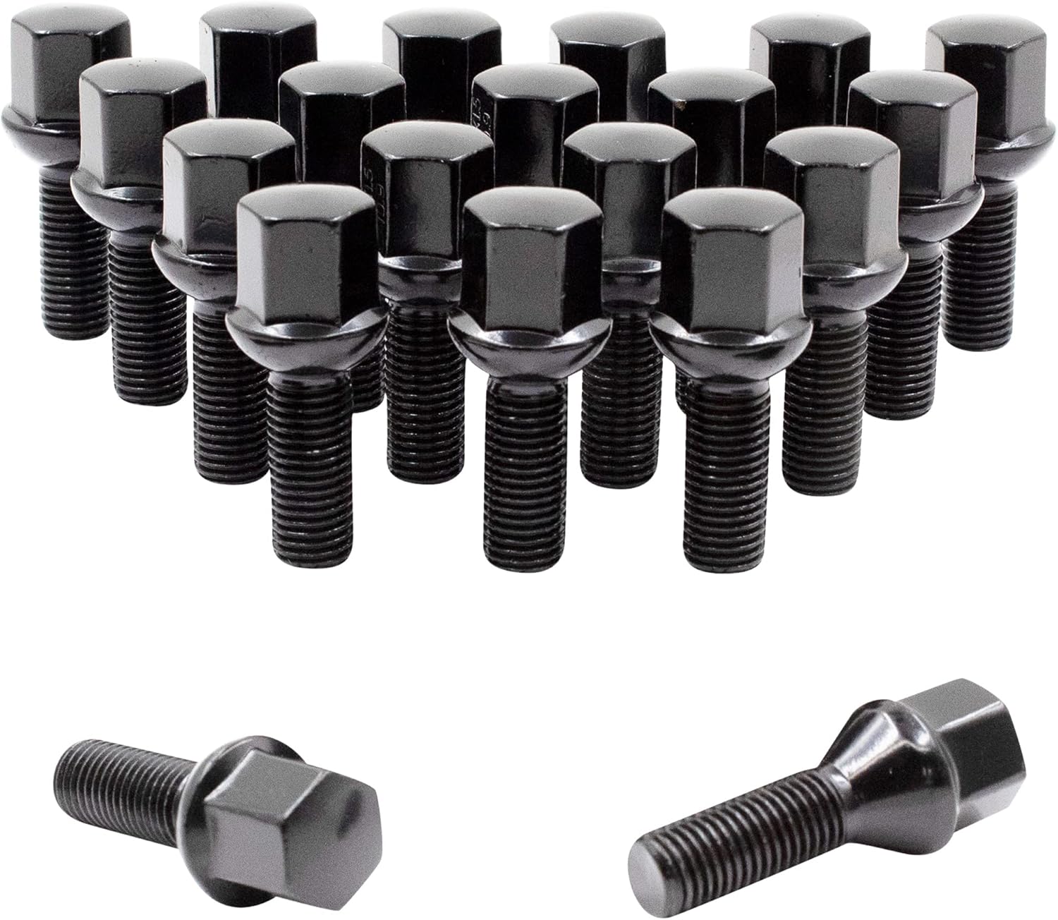 Wheel Accessories Parts Set of 20 Black 14x1.5 Lug Bolts Ball Seat (R12) 33mm Shank