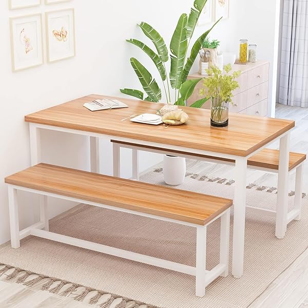 Industrial Table Set with Tuck-Under Benches