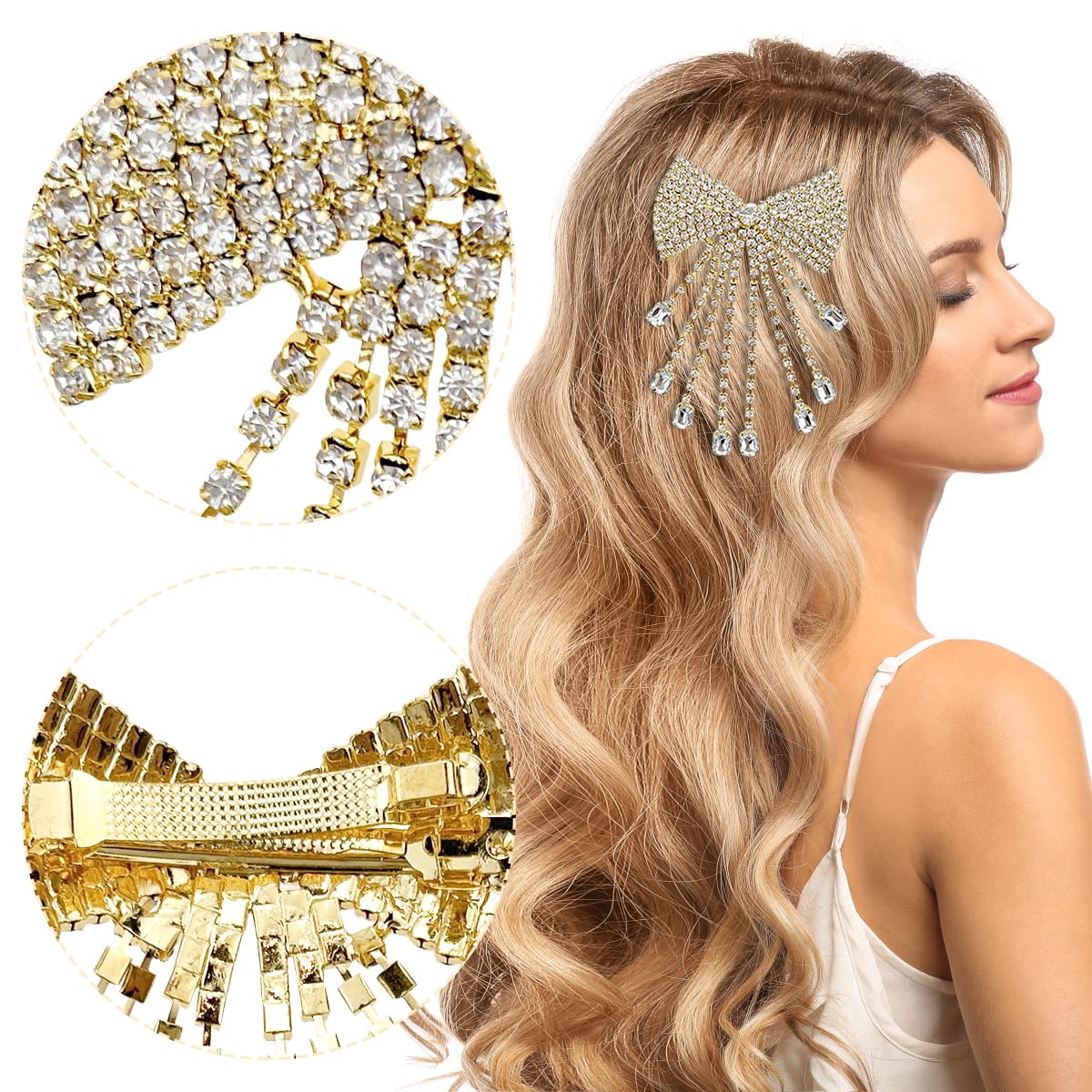 1PCS Diamante Hair Clips for Women,Rhinestone Crystal Metal Hairpin Accessories,Sparkly Silver Hair Clips - Image 3