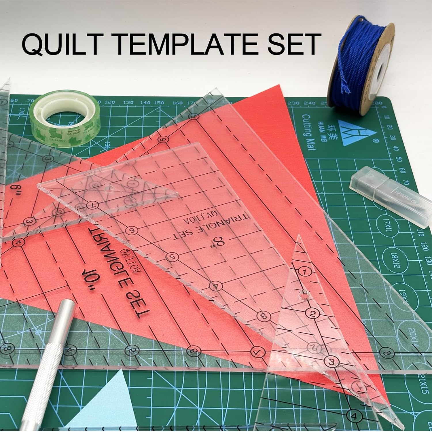 6 Set Tall Triangle Quilting Rulers for Quilting Templates 6 8 10 Inch Wedge Triangle Quilting Rulers and Templates, Sewing Templates for Sewing Cut Measurement DIY Craft Quilting Tools