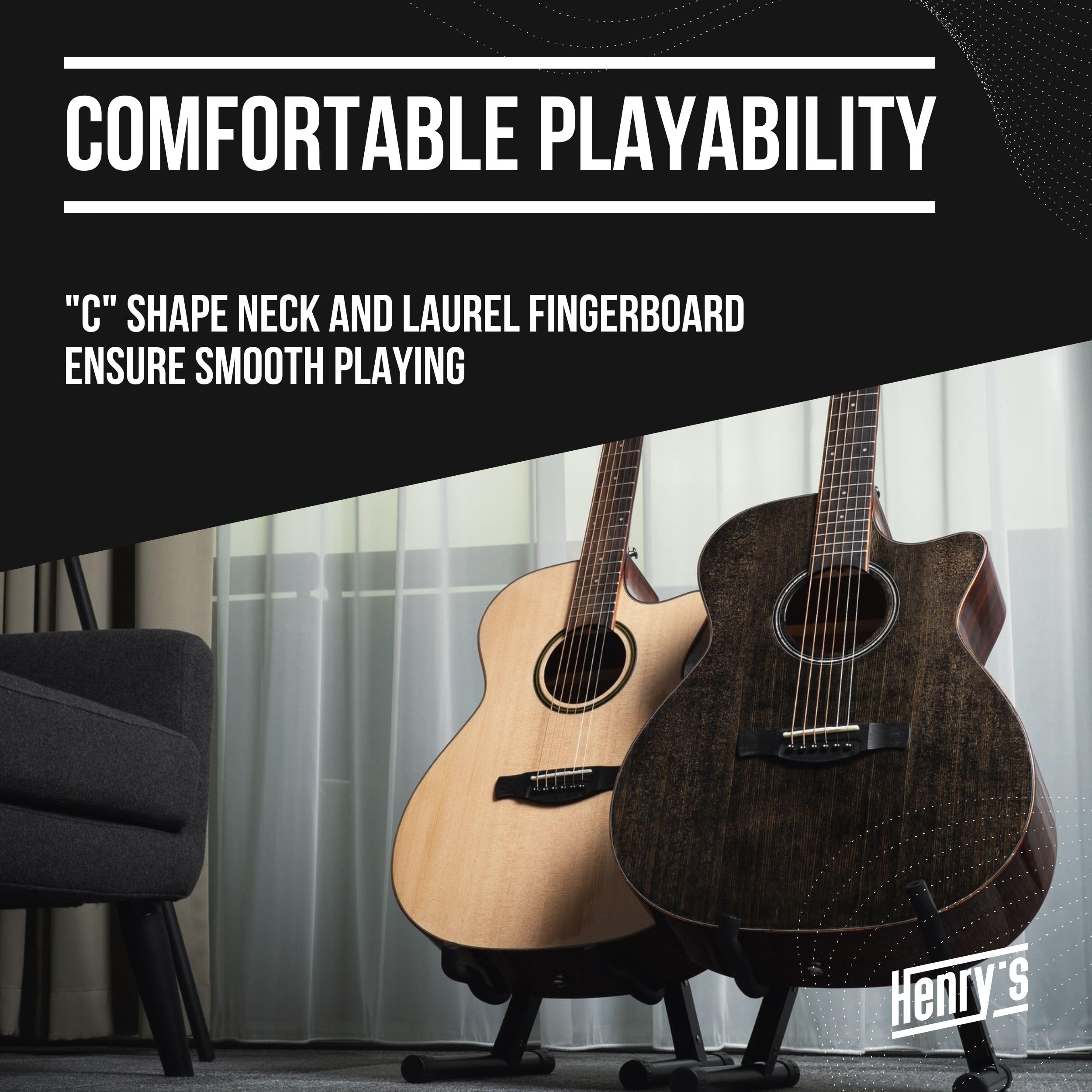 Henry's Daily GAD1 Western-Gitarre Akustikgitarre Massive Fichtendecke Mahagonikorpus