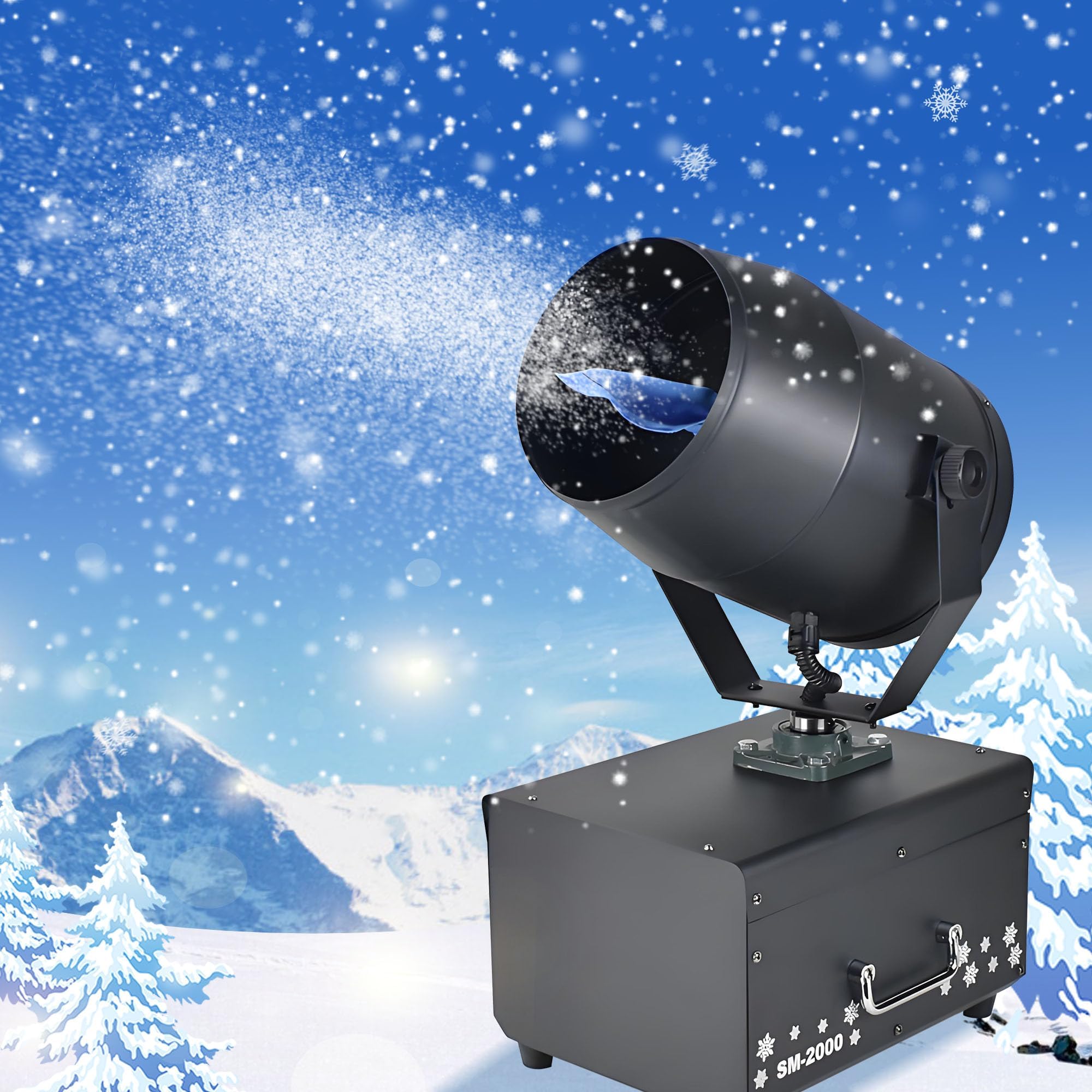 Shaking Head Snow Machine for Outdoors or Indoor,2000W Snow Making Machine Suitable for Christmas, Birthday Party or Stage Snowflake Effect