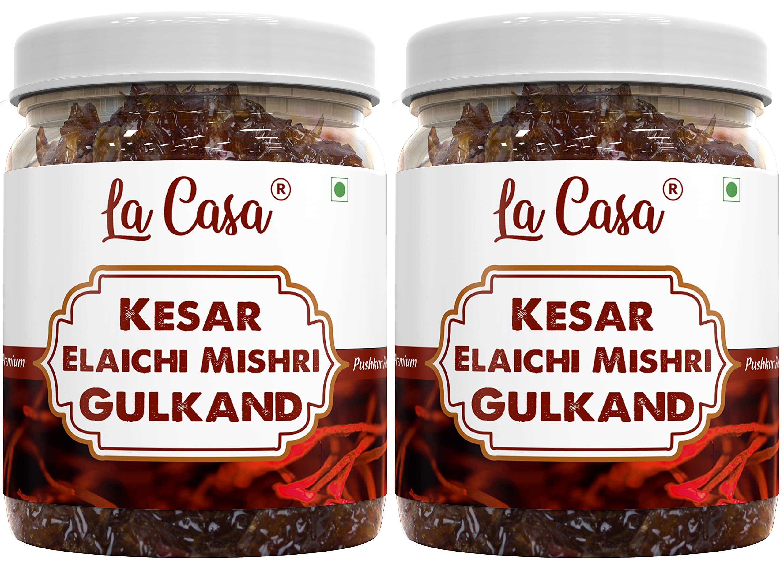La Casa Pushkar Gulkand with Mishri, Elaichi & Kesar | Combo Pack of 2 | Homemade & Organic | 2 x 400g | (B091M9TJ5B) Amazon Price History, Amazon Price Tracker
