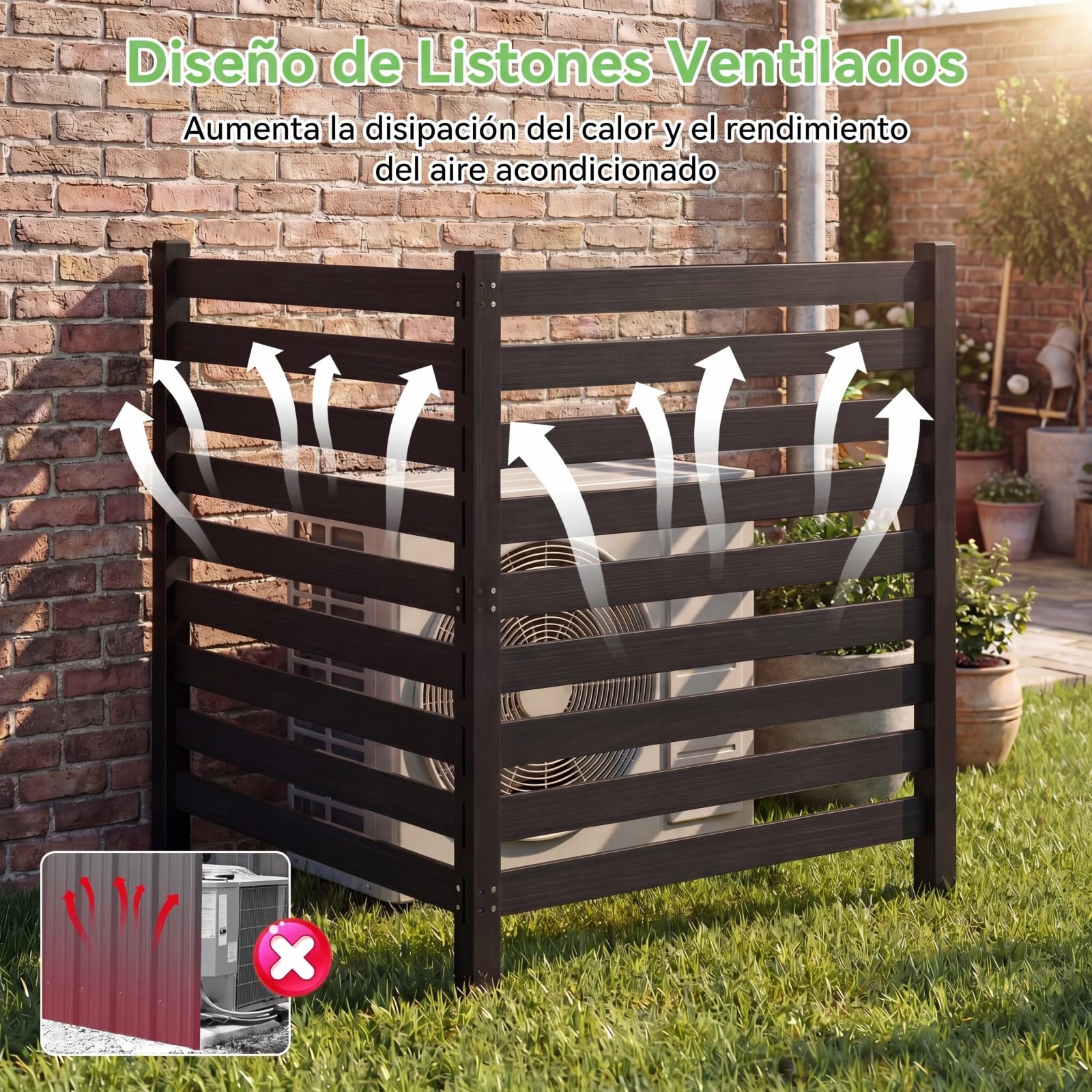 COSTWAY Valla de Privacidad de Madera Abeto, 2 Paneles, 980 x 1070 mm, valla ocultacion jardin exterior, Pantalla de Privacidad Aire Acondicionado Jardín, Psicina (Negro)