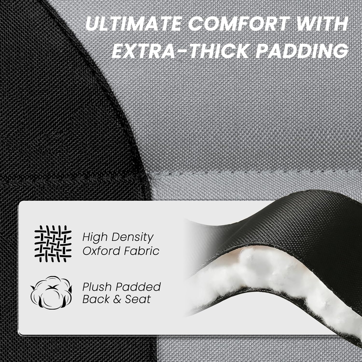 Oversized Padded Zero Gravity Lounge Chair, Foldable Patio Anti Gravity Reclining Chairs, Folding Lawn Recliner Withe Cup Holder for Yard/Camping/Outdoor, Support 350LBS (2 Pack-Black)