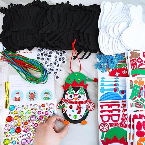 Miniatura 3 de Winlyn 24 juegos de manualidades de Navidad, manualidades de invierno, adornos de pingüino de Navidad, decoraciones de arte, juegos de calcomanías