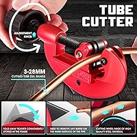 Vista 4 de DNA MOTORING 3 en 1 Kit de herramientas de abocinación doble, kit de herramientas de llamarada, incluye doblador de tubos de 180 grados, cortador