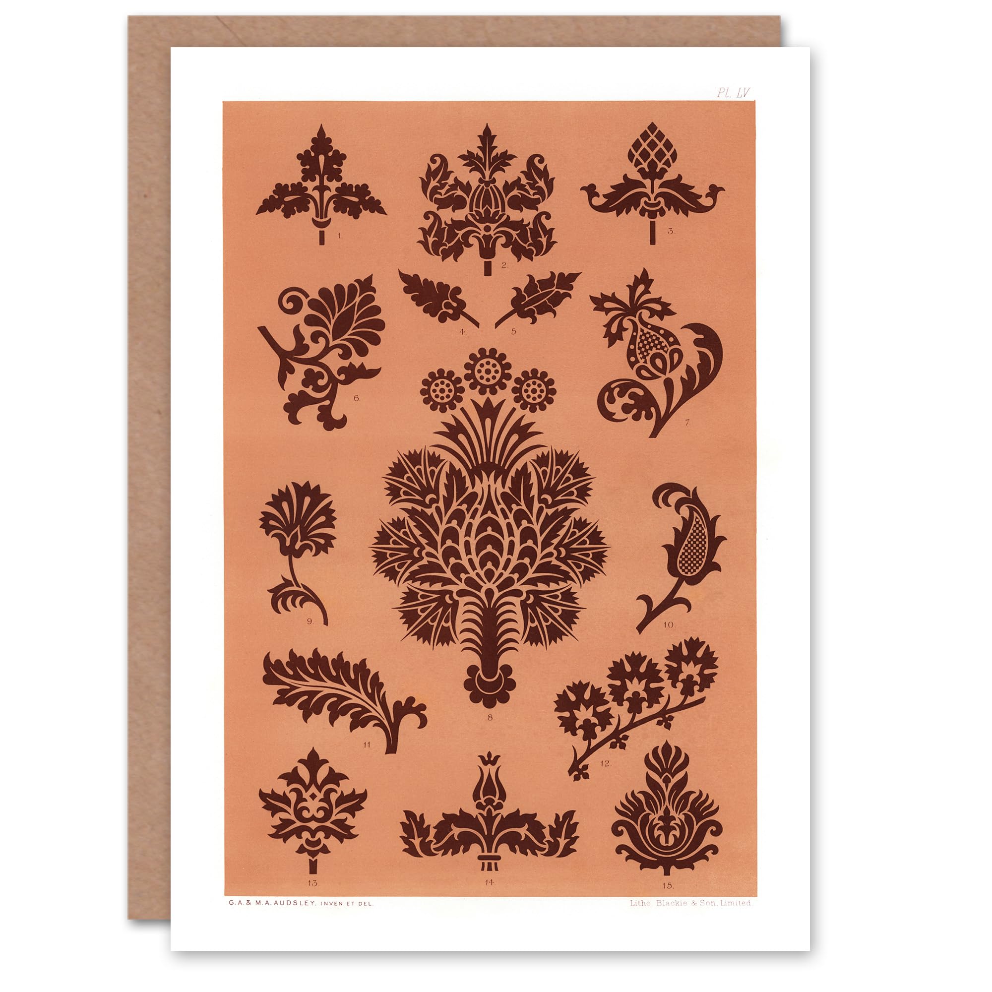 Artery8 GA and MA Audsley Art Card Medieval Botanical Pattern