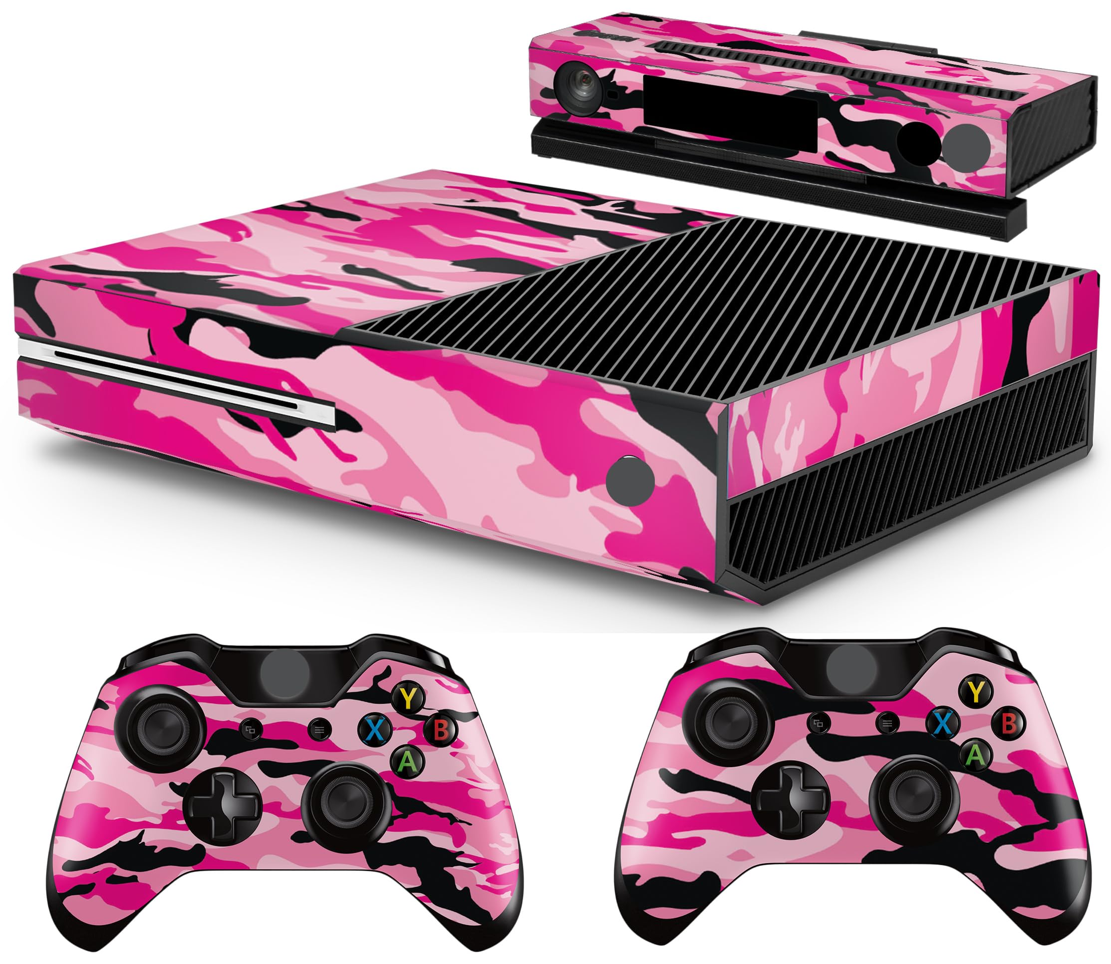 GNG Pink Camo Console Skin Decal Sticker + 2 Controller Skins Compatible with Xbox One
