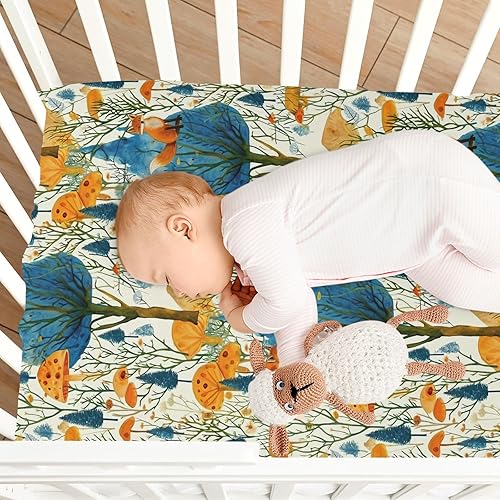 Miniatura 8 de Kigai Sábana bajera ajustable para cuna para niños y niñas, sábana de punto de punto de hongo para colchones estándar de cuna y cama de niños