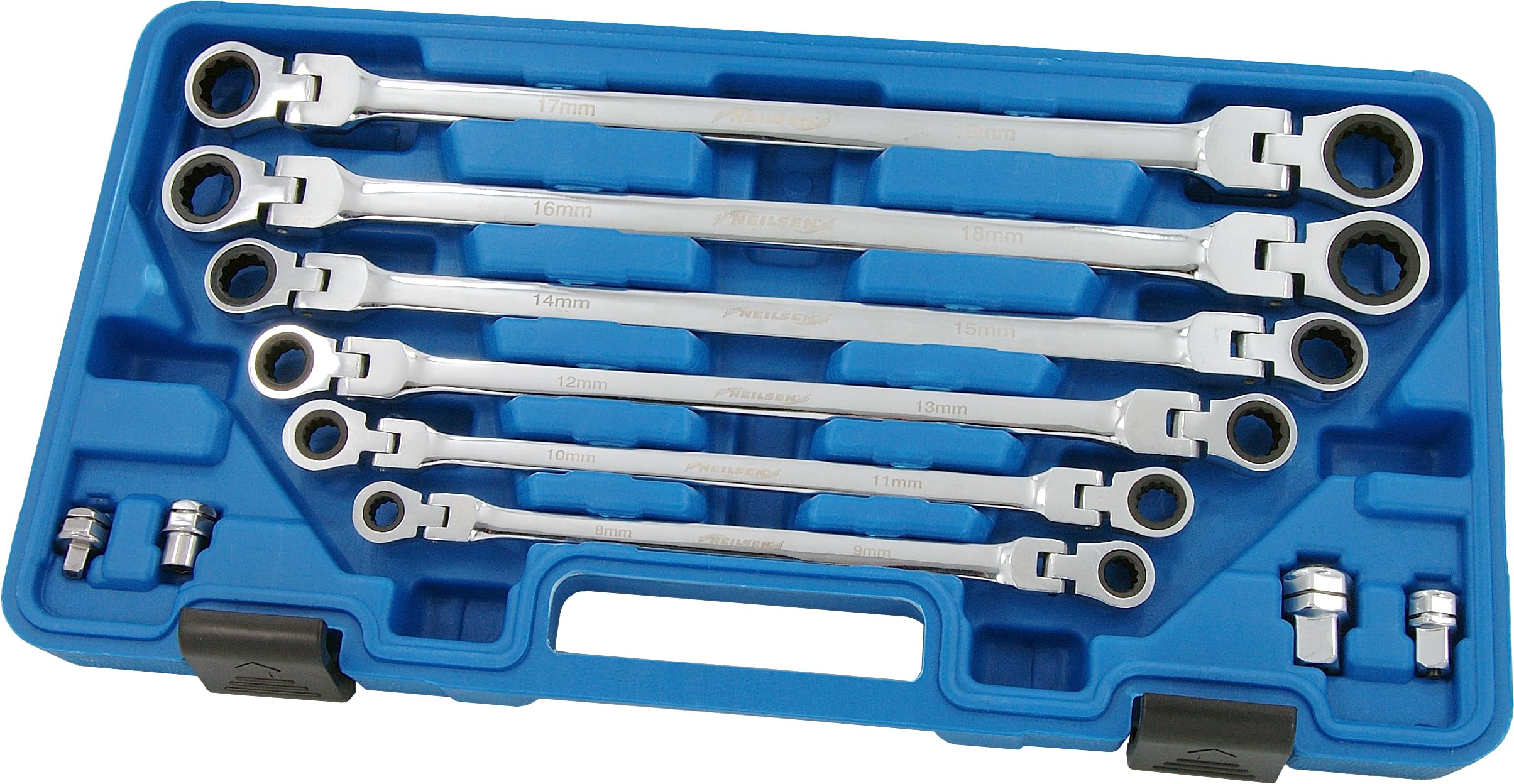 Neilsen ct3037 Extra larga llave de carraca con Flexi-Head Set – Plata