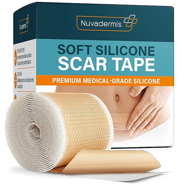 NUVADERMIS Silicone Scar Sheets for Surgical Scars - 120" x 1.5" Roll - Medical Grade Silicone Scar Tape and Face Tape for Wrinkles, Keloid Scars, and Hypertrophic Scars - Reusable - 1 Pack