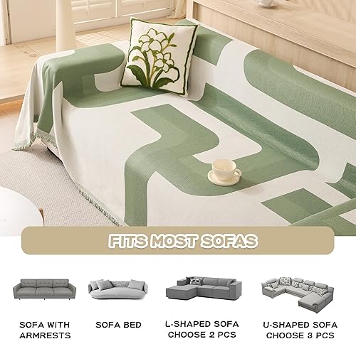 Miniatura 3 de MEETSKY Fundas verdes para sofá para perros, fundas de sofá de felpilla para sofá modular en forma de L, protector de mascotas, fundas de muebles,