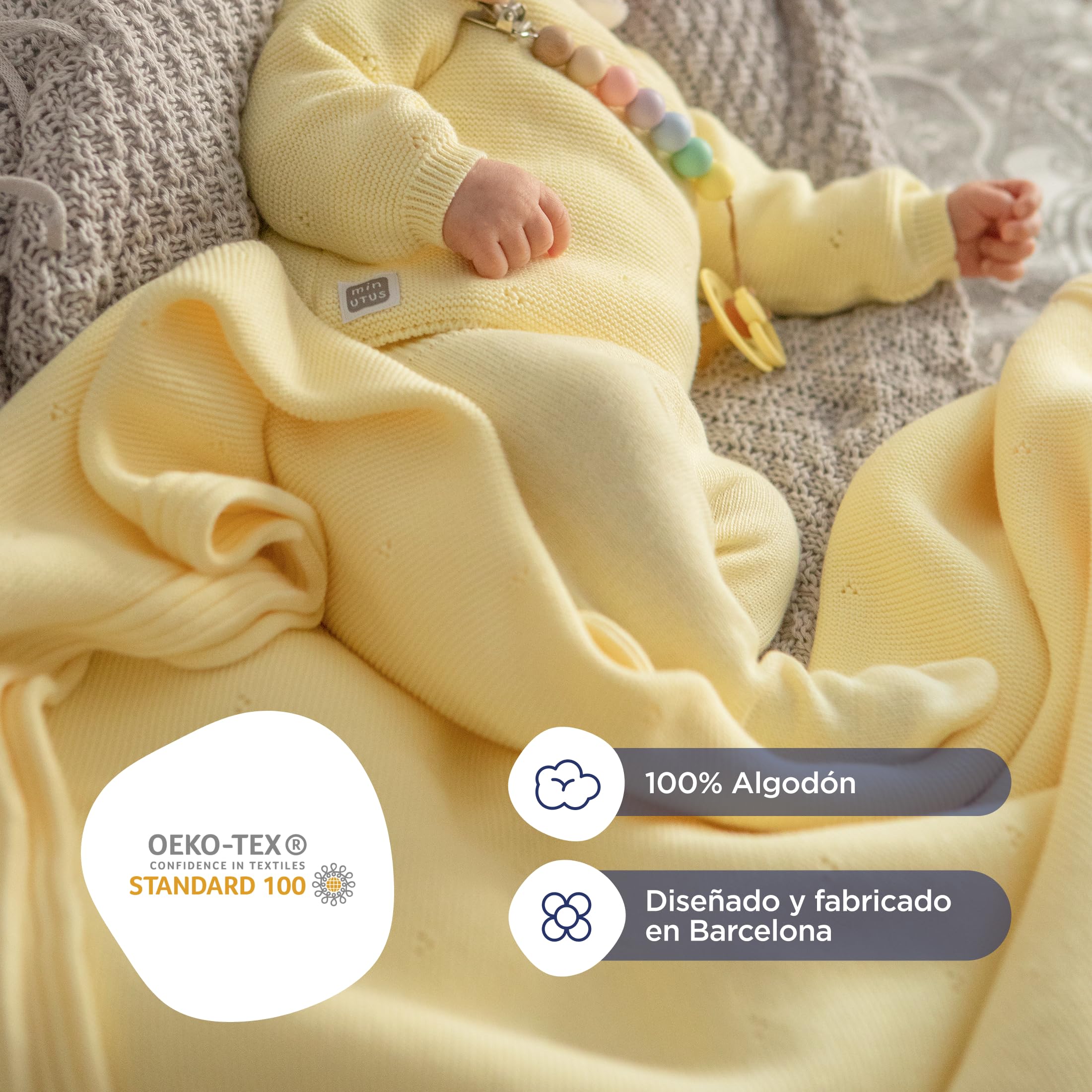 MINUTUS Conjunto Bebé Kyr con Gorro 100% Algodón, Ropa Recién Nacido (Amarillo, 3-6 meses (62 a 68cm))
