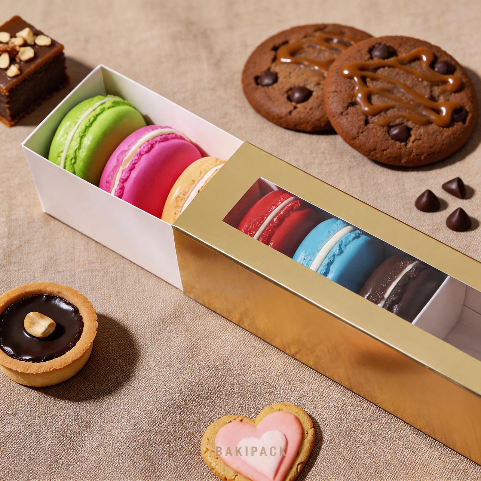 Amazon.com: BAKIPACK 25 Macaron Boxes for 6 Macarons Gold Macaron