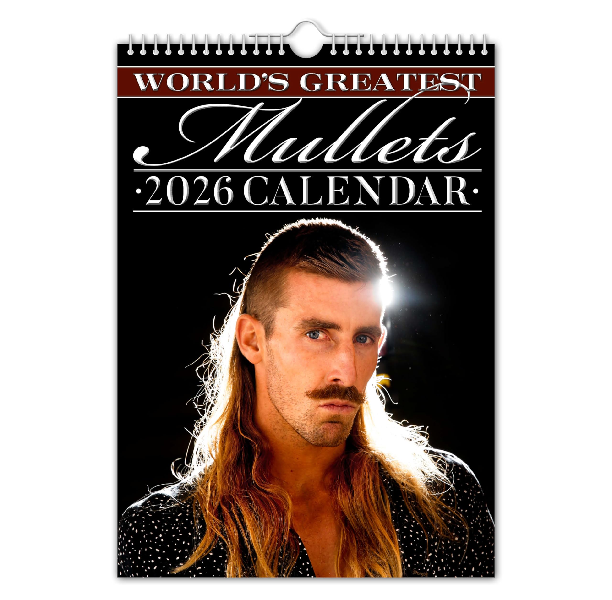 The Calendar King - World’s Greatest Mullets - 2026 Wall Calendar - Funny/Quirky/Christmas/Birthday/Gift Idea/Present/Novelty/Humour/Secret Santa/Year Planner (Full Colour, A3 Size)