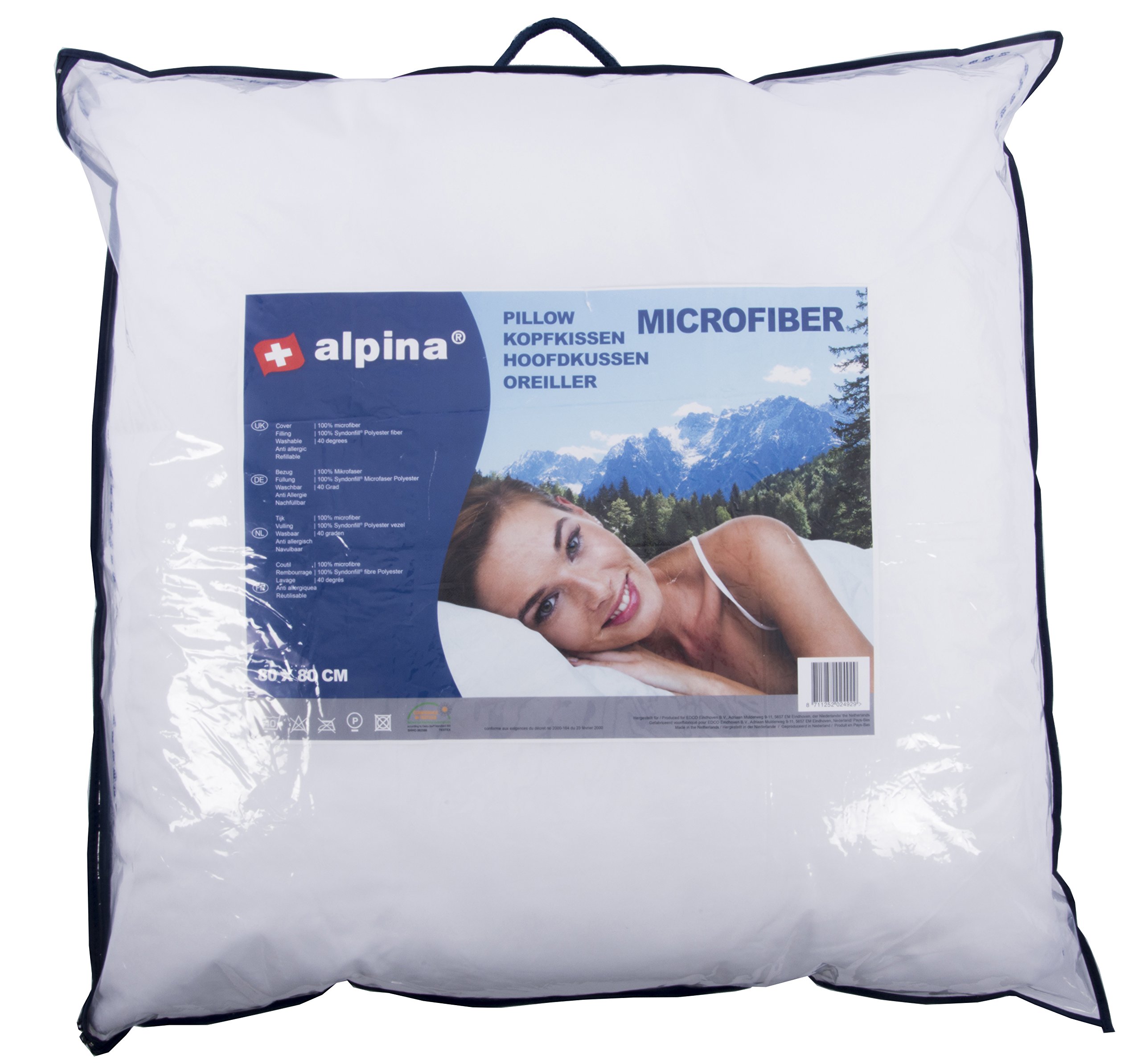 Alpina 871125202492 Pillow Microfibre White 155 220 80 x 80 x 15 cm