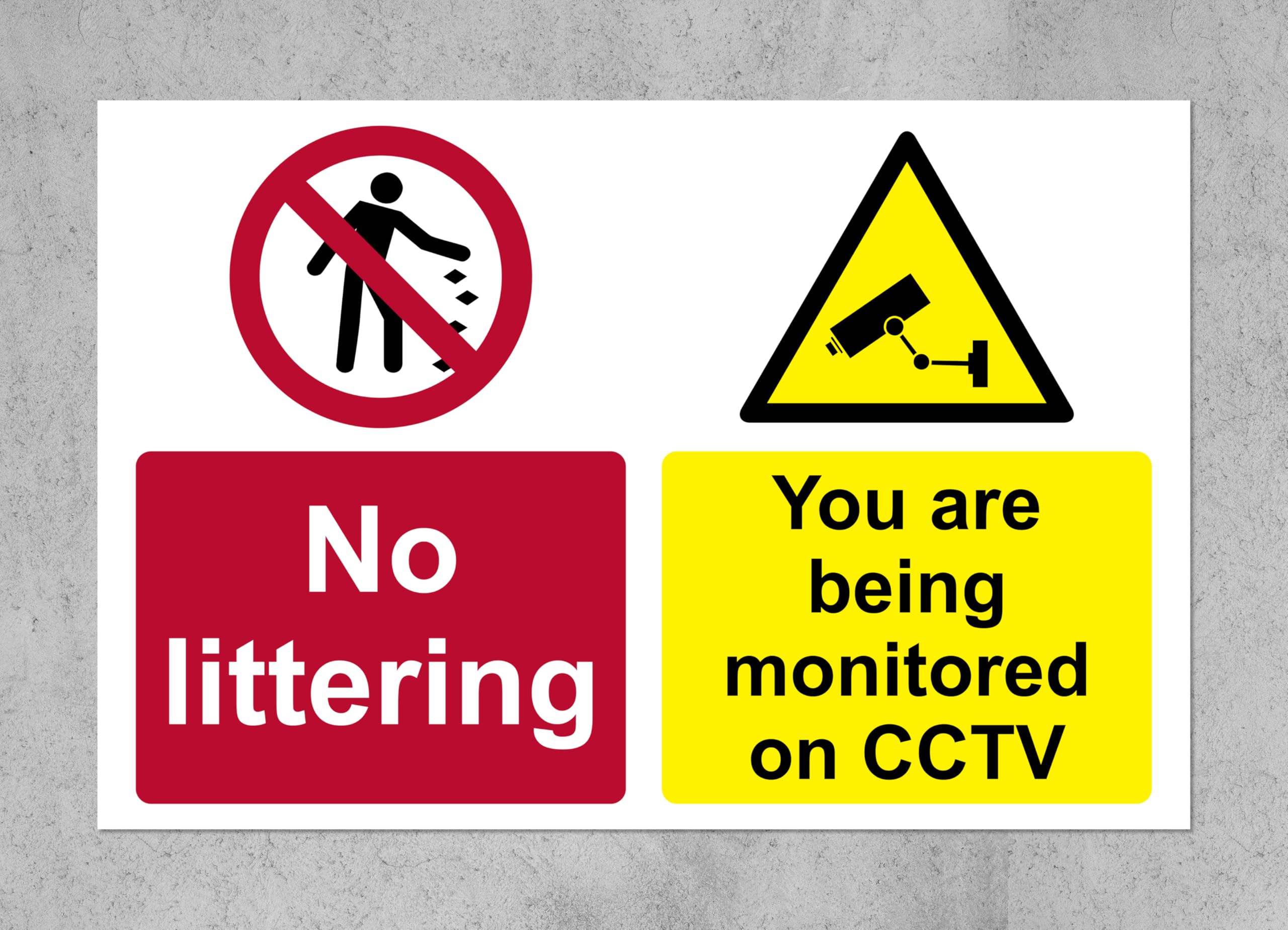 No littering you are being monitored on CCTV Safety sign - 1mm Plastic sign (600mm x 400mm)