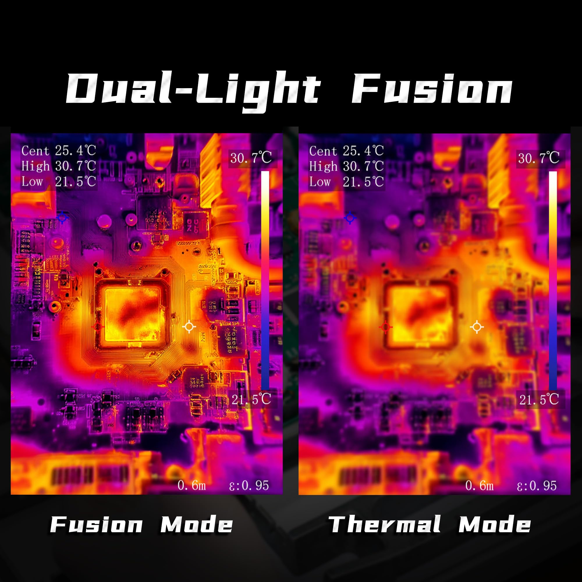 BSIDE SH9 Thermal Imaging Multimeter Dual Light Fusion Thermal Camera 428X320 IR Imaging ‌with Macro Lens & 20000 Counts Graphing Multimeter TRMS 3.98″ Touch Screen for PCB Electronics Industrial — view 3