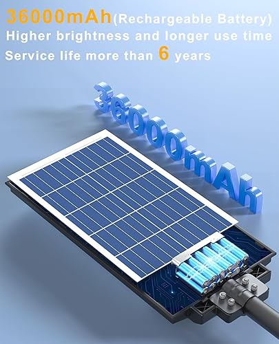 Miniatura 6 de JAYNLT Y-9800W - Luces solares de calle para exteriores, 6500 K, luces de estacionamiento comercial, del atardecer al amanecer, lámparas de