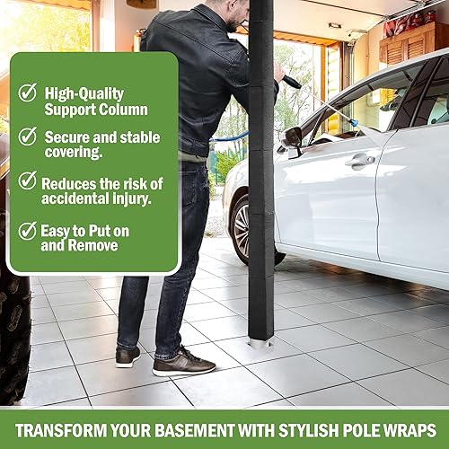 Miniatura 6 de Hudson Comfort Envoltura para poste de sótano, acolchado para poste de garaje con tela antideslizante, velcro fuerte para una envoltura apretada,