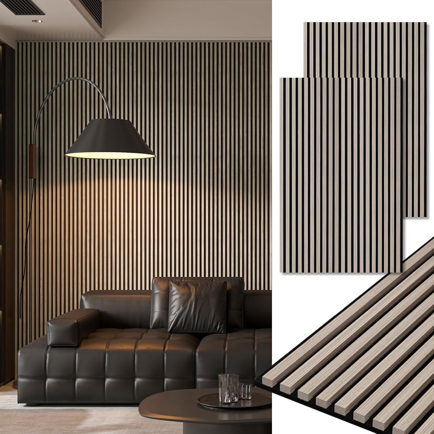 2Pack 48" x 24" Acoustic Wood Panels for Wall, Soundproof