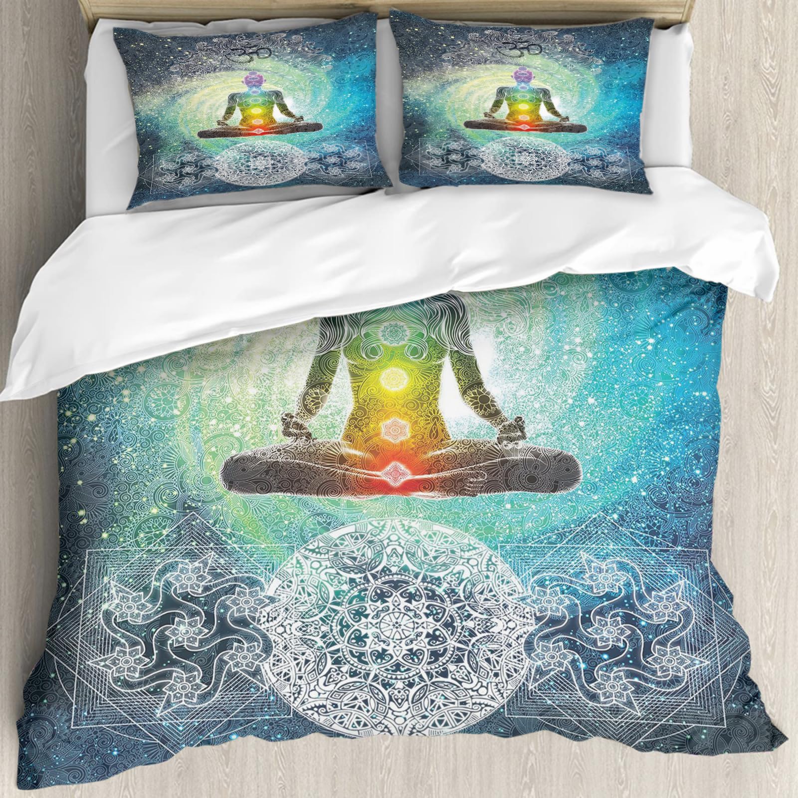 Housse de couette yoga spirituel 228x264cm hypoallergénique de qualité supérieure