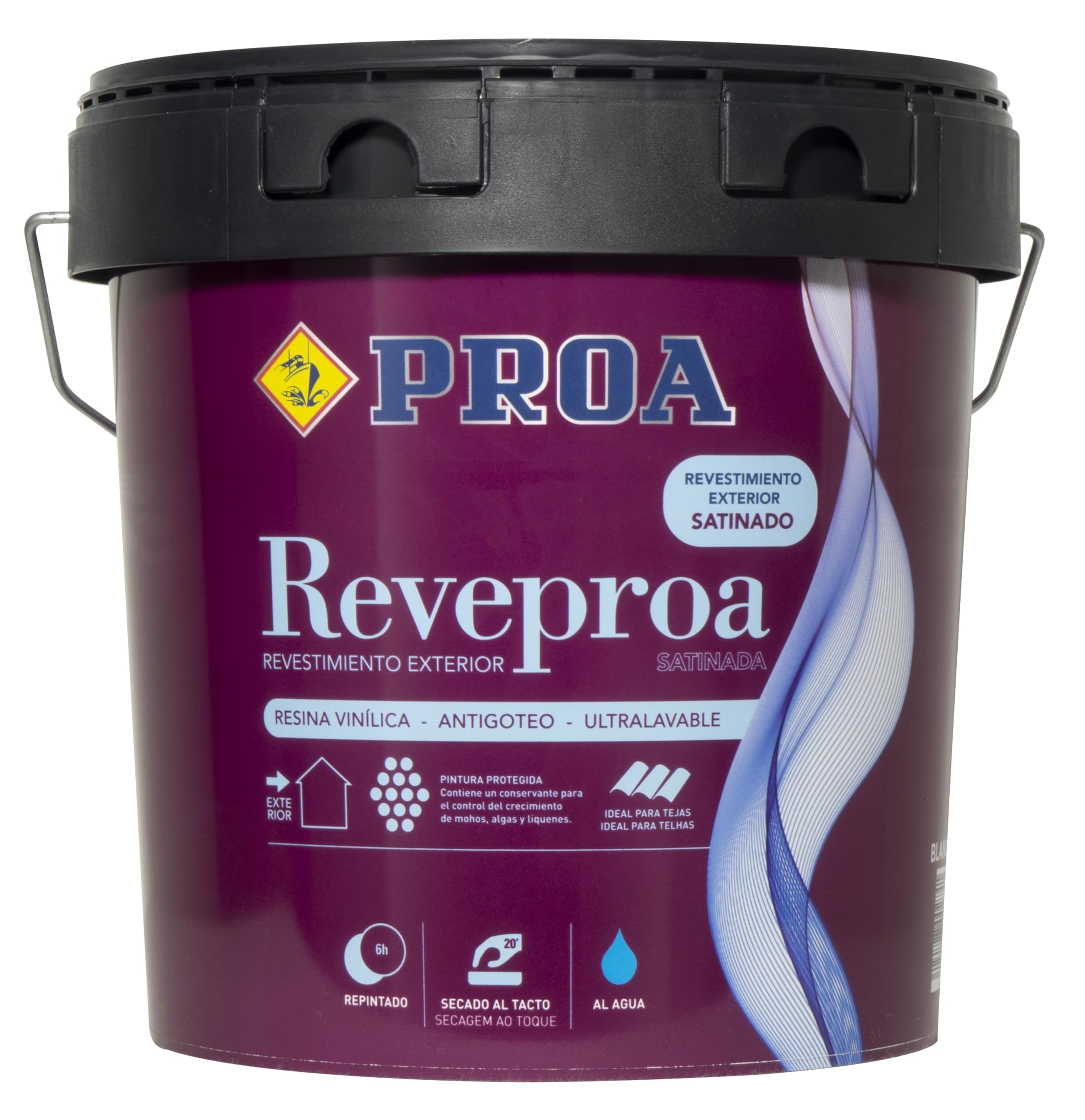 Pintura satinada PROA antihumedad. Blanco. 4 L.