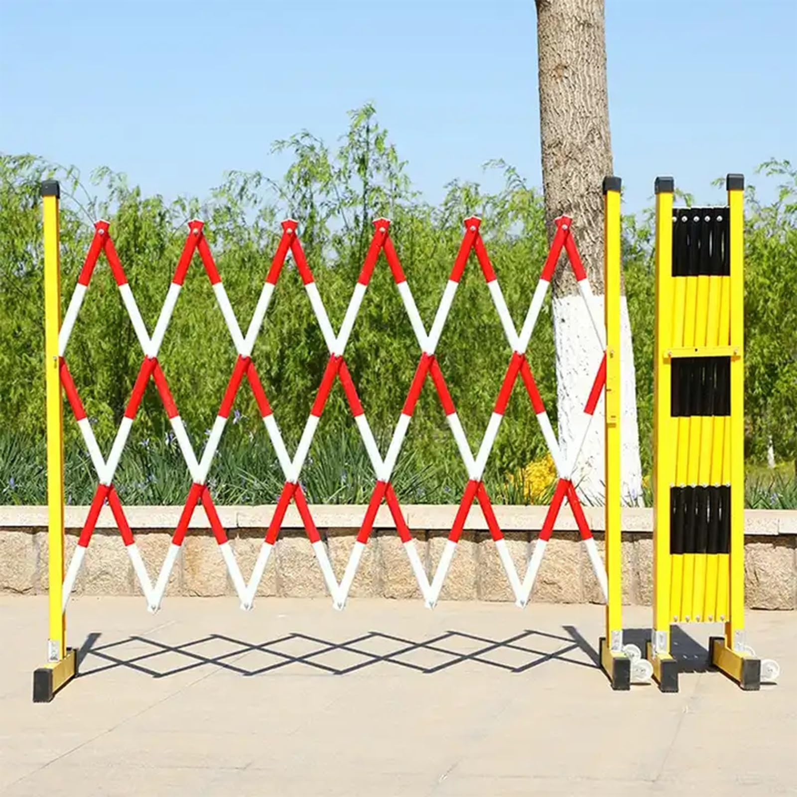 Clôture de signalisation rétractable – Filet de sécurité extensible avec bandes réfléchissantes, bleu/blanc, 1,2 x 2,5 m, parfait pour les événements de construction et la sécurité publique