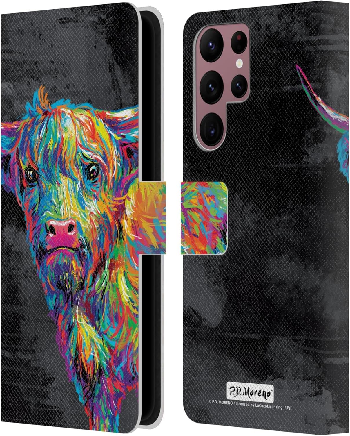 Head Case Designs Officially Licensed P.D. Moreno Nicola The Cat Animals II Leather Wallet Case Compatible with Samsung Galaxy S22 Ultra 5G